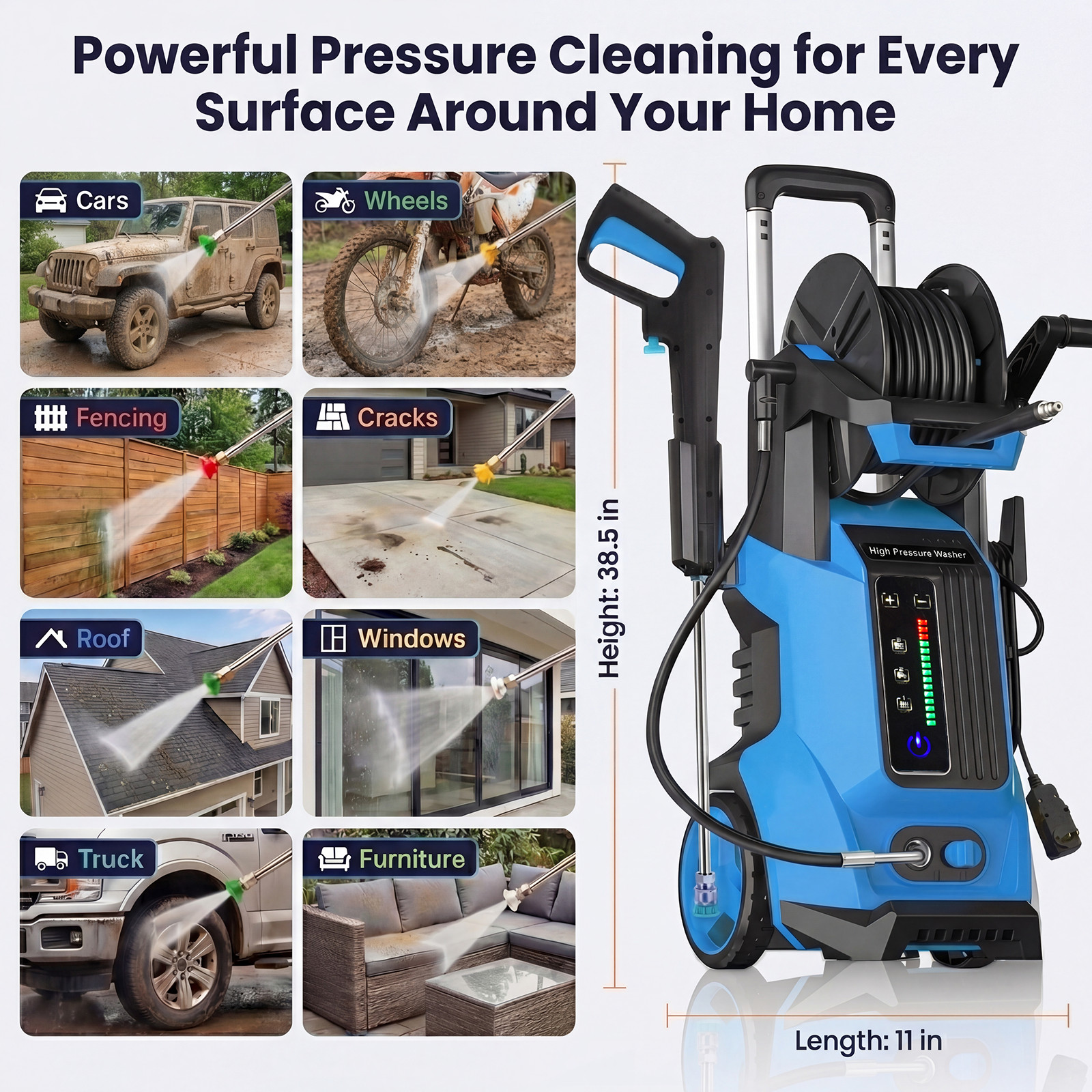 2026 Upgraded Electric Pressure Washer, 5200 PSI MAX 2.9 GPM Power Washer Featur