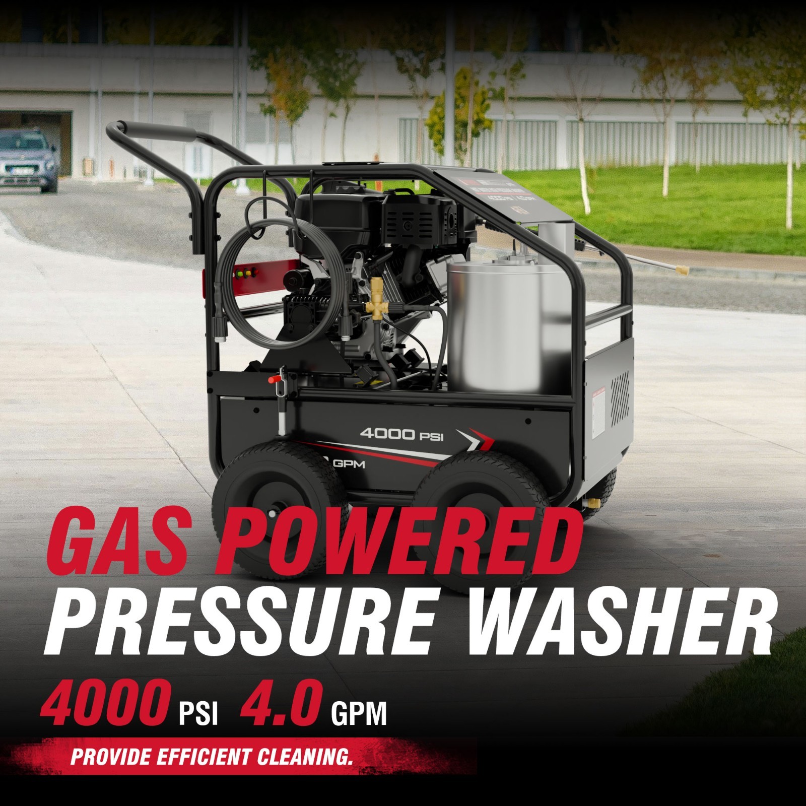A-iPower Gas Hot Water Pressure Washer 4000 PSI 4.0 GPM with Diesel Heater EPA
