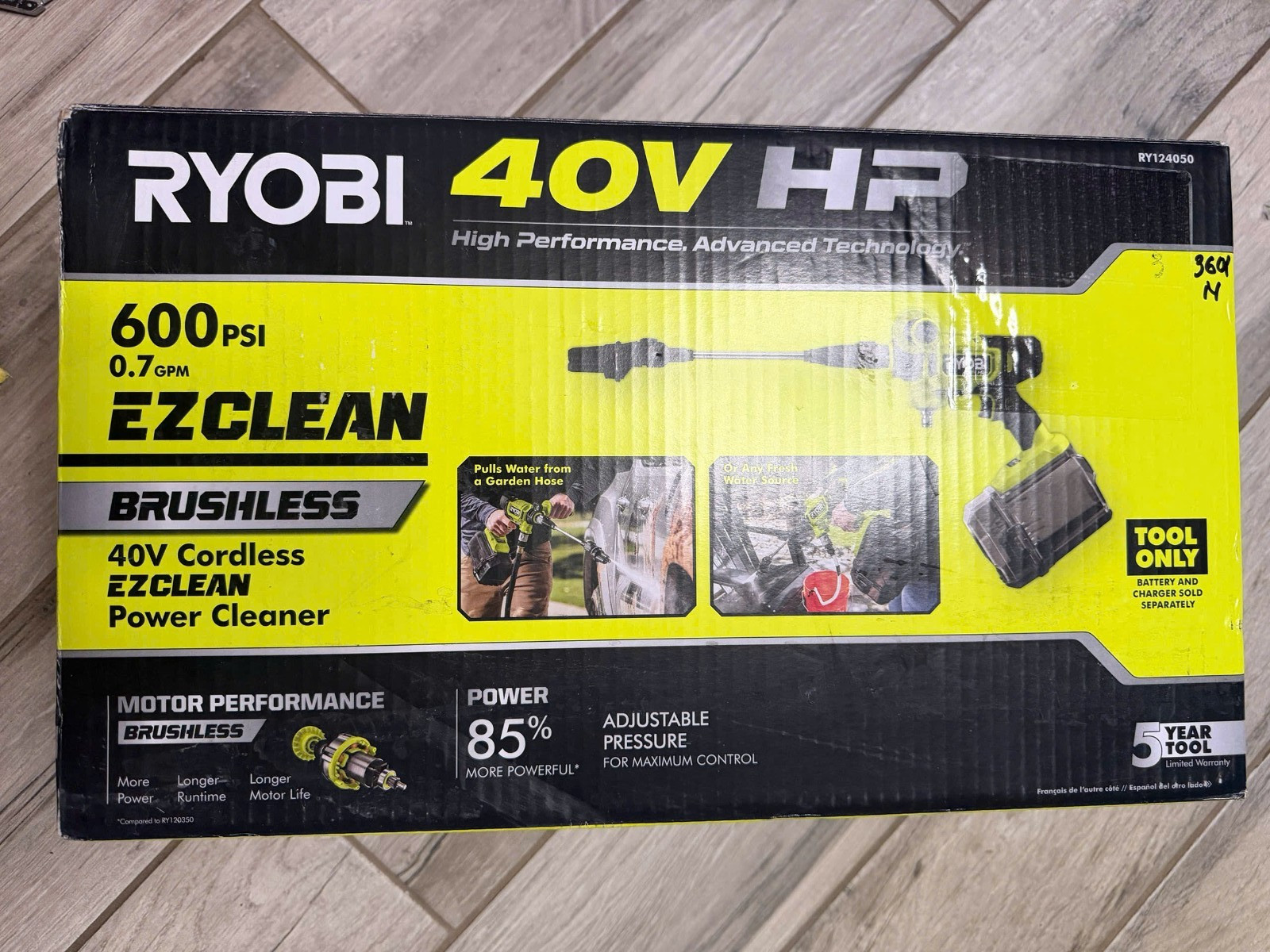 Ryobi RY124050 40V HP EZClean 600 PSI Power Cleaner (Tool Only)