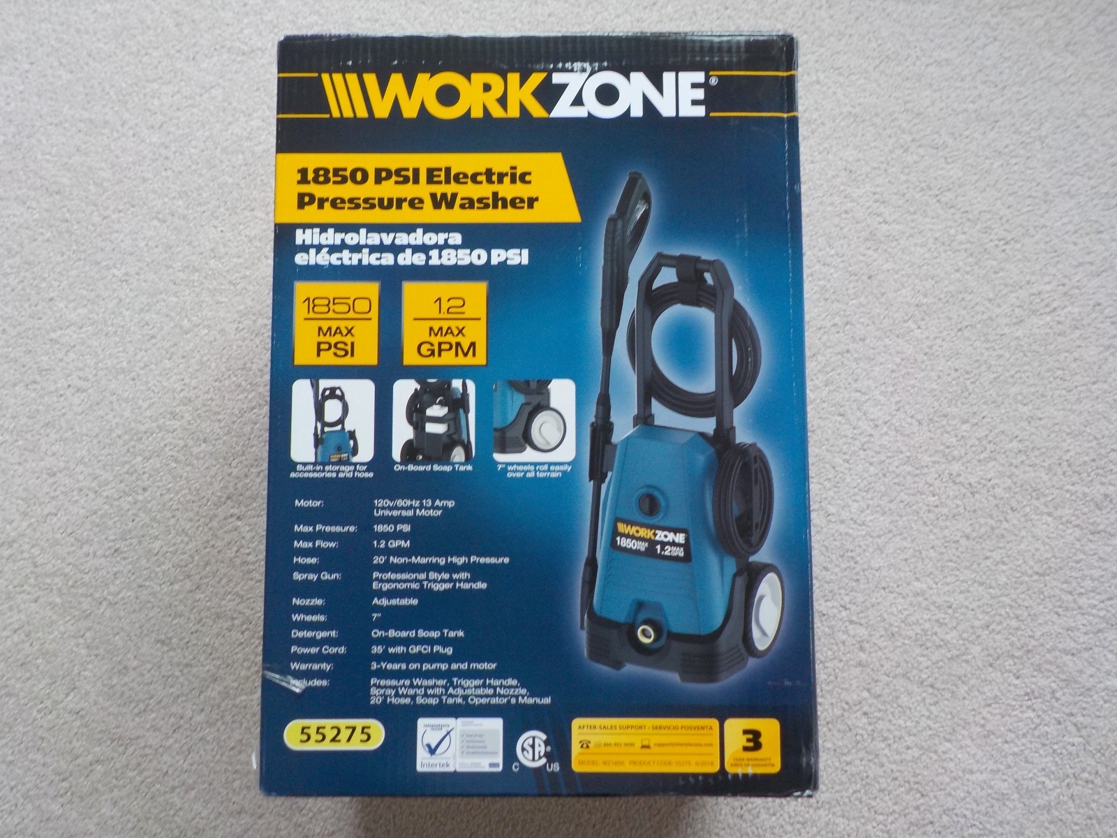 Original WORK ZONE Pressure Washer Model WZ1850 Blue Brand New w/ Box !!!