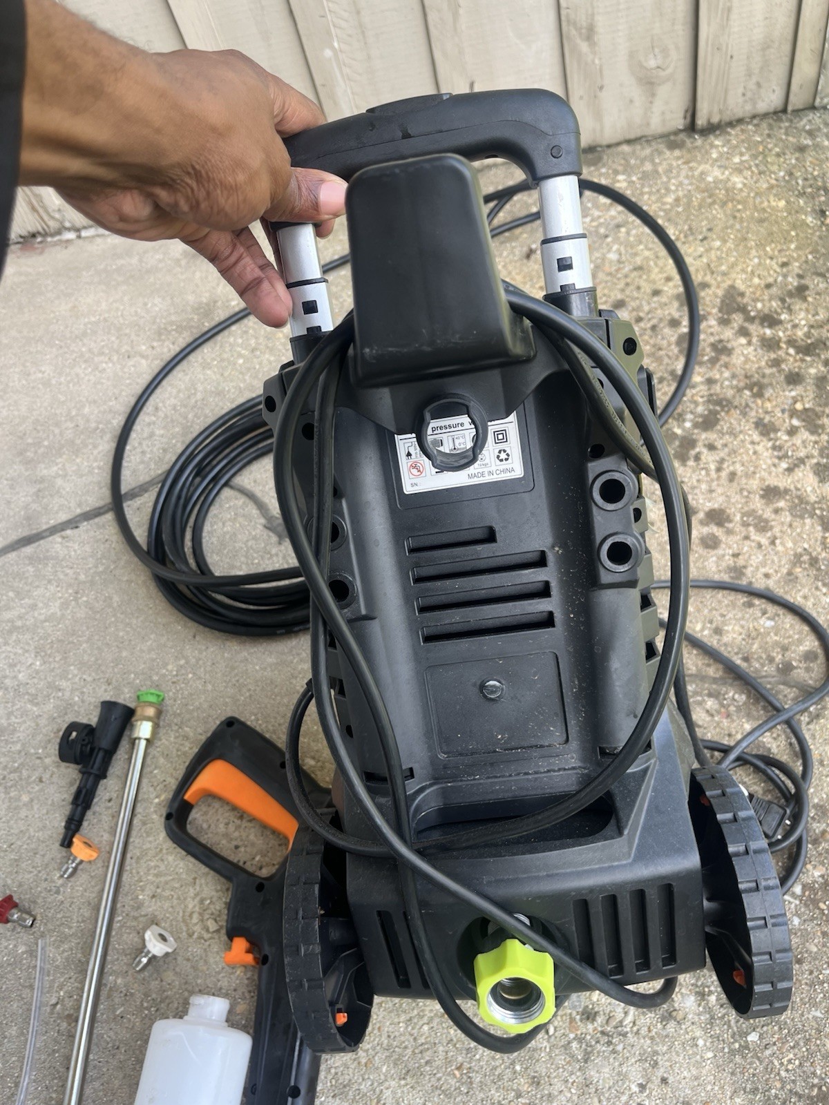 1800W Corded Electric Pressure Washer Orange Black, Gun, Hose, Nozzles