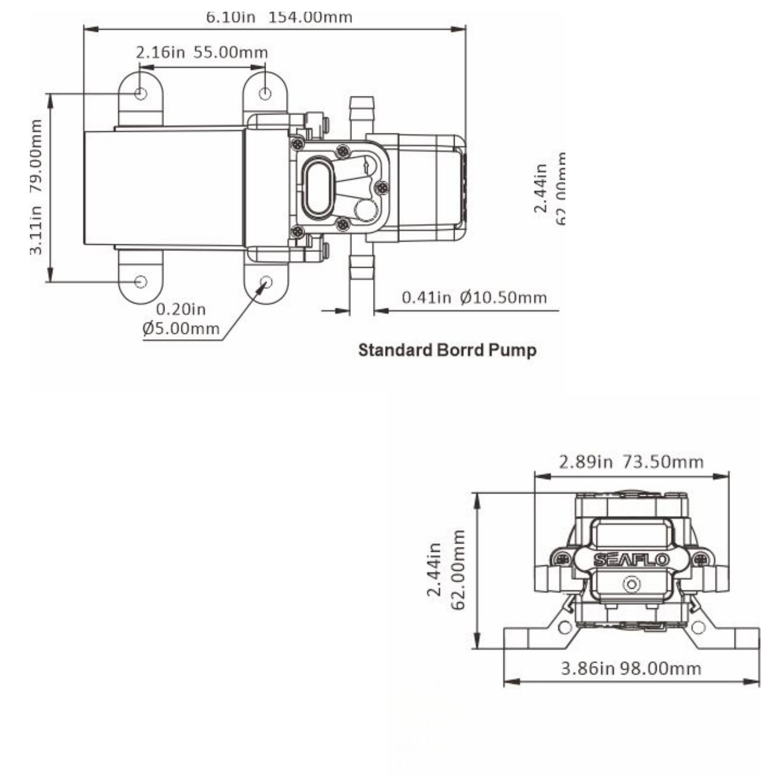 12V Diaphragm Water Pump 1.2 GPM 35 PSI Self Priming Quiet RV Boat