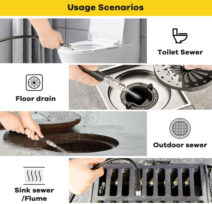 Kit Sewer Jetter 100FT 5800 PSI para Limpiar Tuberías y Alcantarillas. Nuevo