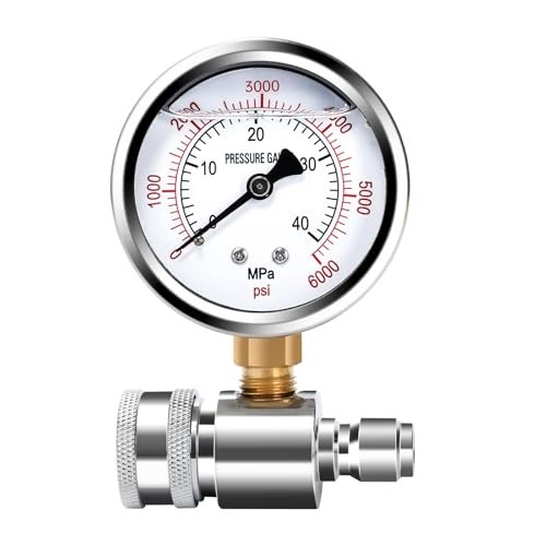 Pressure Washer Gauge with 3/8 Inch Quick Connect, Heavy-Duty Pressure Gauge for