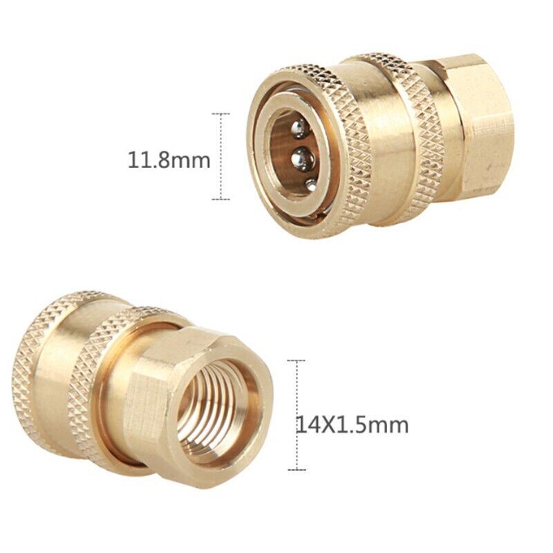 High Pressure Washer Quick Release 1/4 Male M22/14 Female Plug Brass Connector