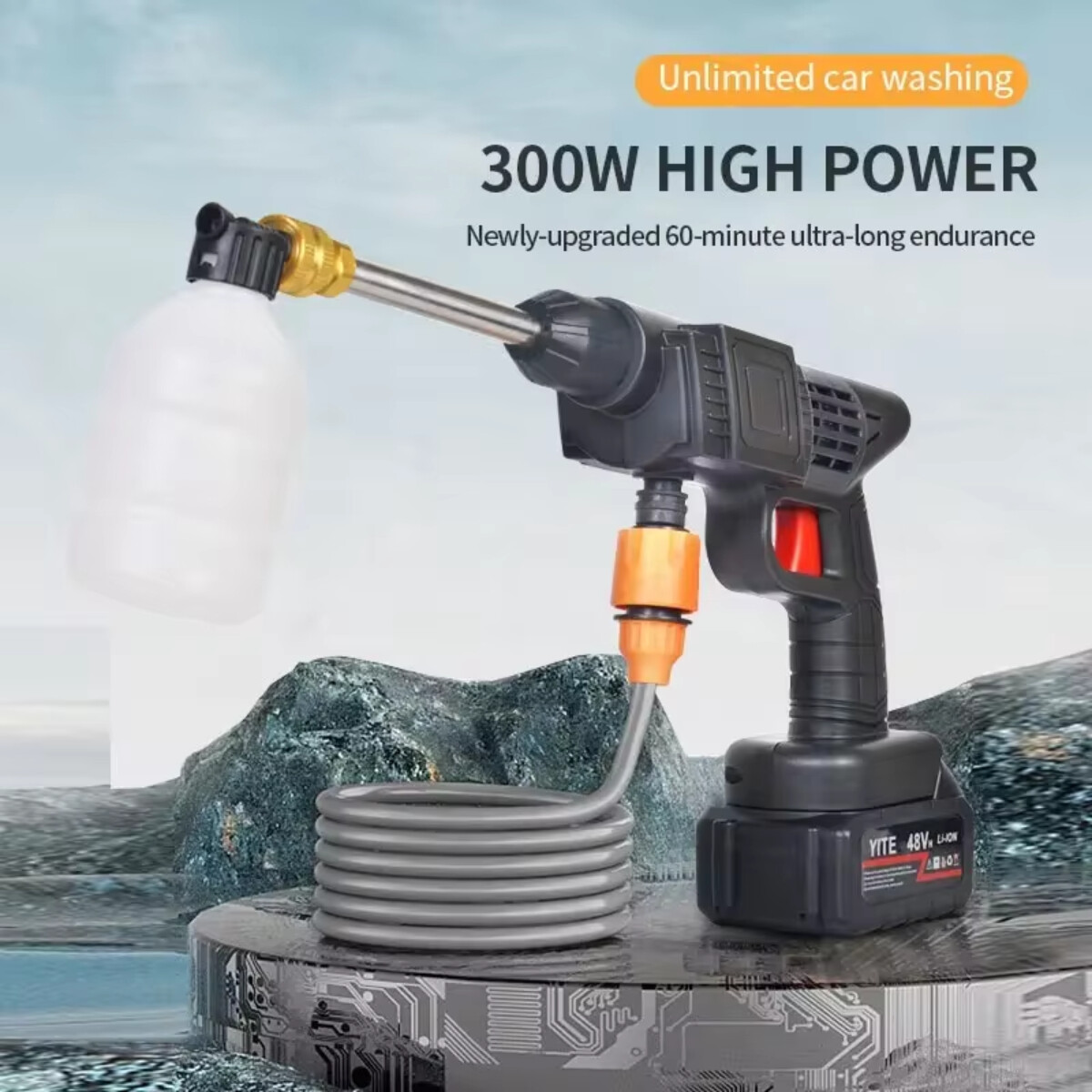 Portable Cordless Electric High Pressure Water Spray Gun Car Washer Yard Cleaner