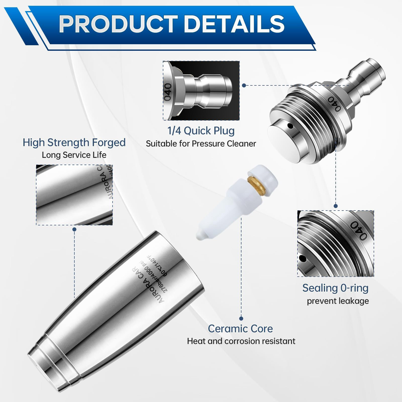 Stainless Steel Pressure Washer Tips Turbo Nozzle 4000 PSI Washer…