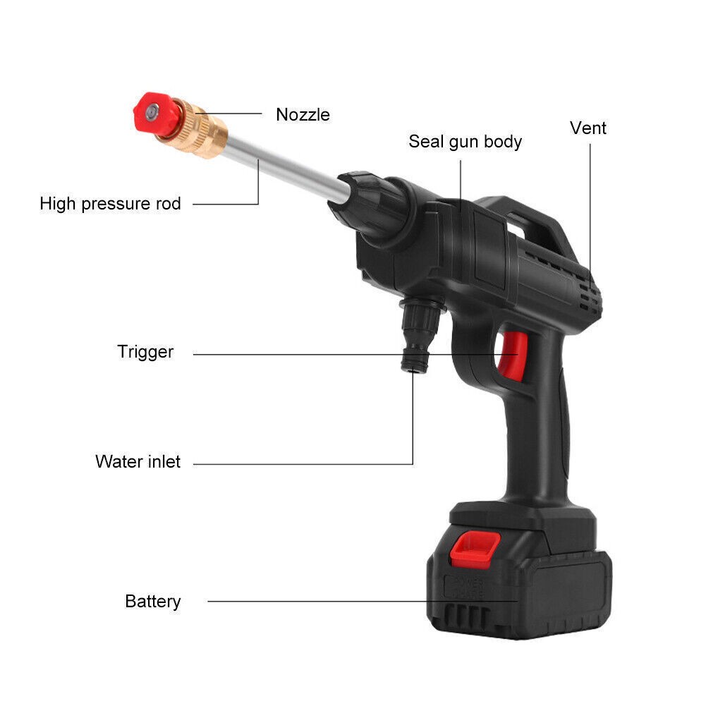 600W High Pressure Spray Water Gun Cordless Pressure Washer Portable Car Cleaner