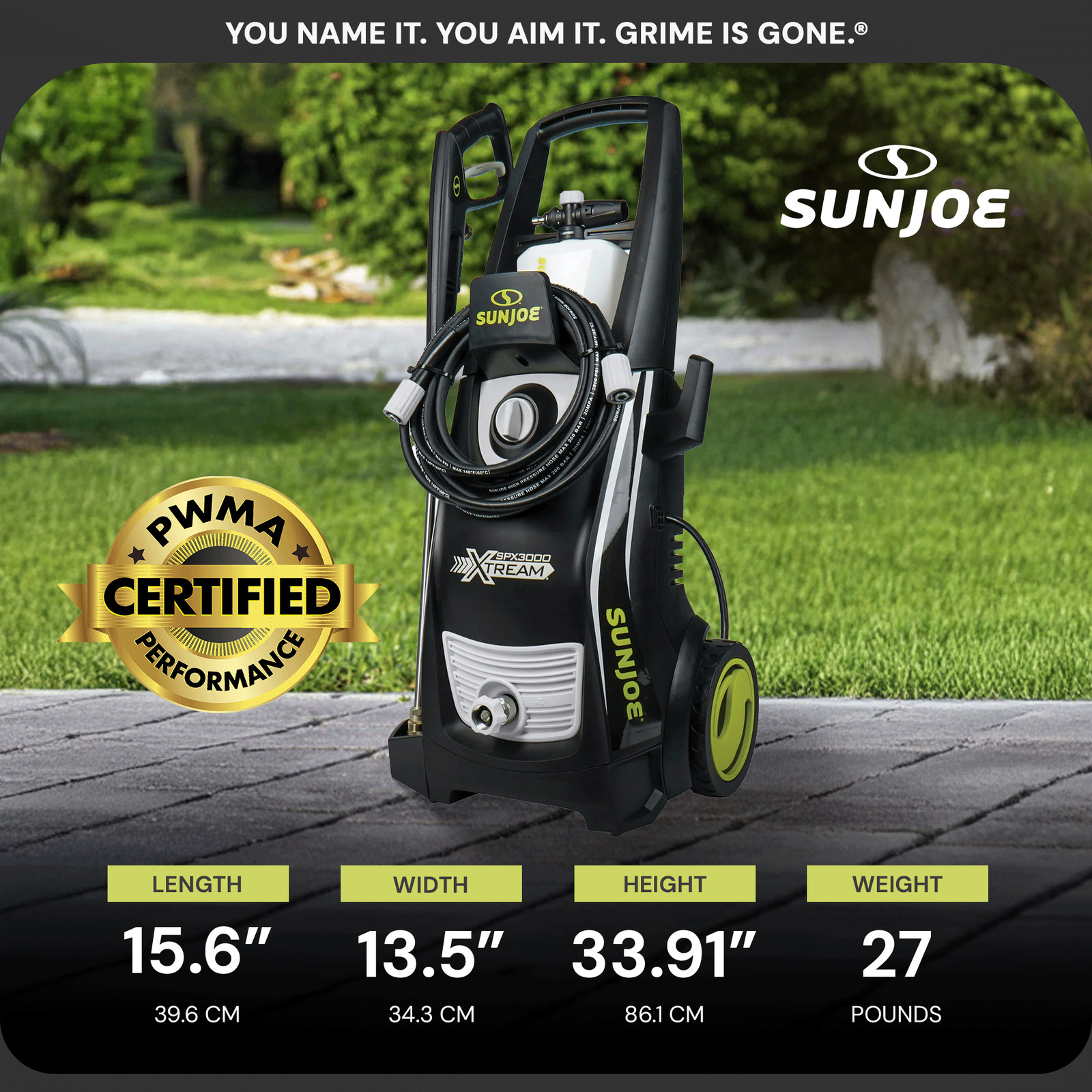Sun Joe 2,500 PSI Pressure Washer w/14.9A Motor, Garden Hose Adapter (For Parts)