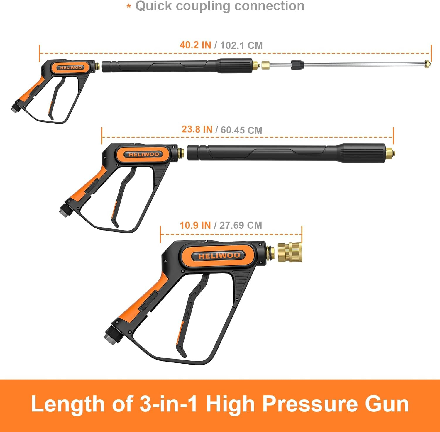 Pressure Washer Gun Wand with 3/8″ Swivel Plug & M22-14/15Mm Fitting & 5 Nozzle