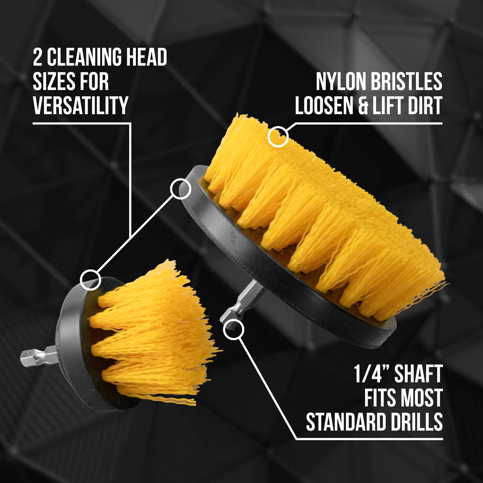 VIKING Drill Powered Carpet Cleaning Brushes for Car, 4 inches, Yellow