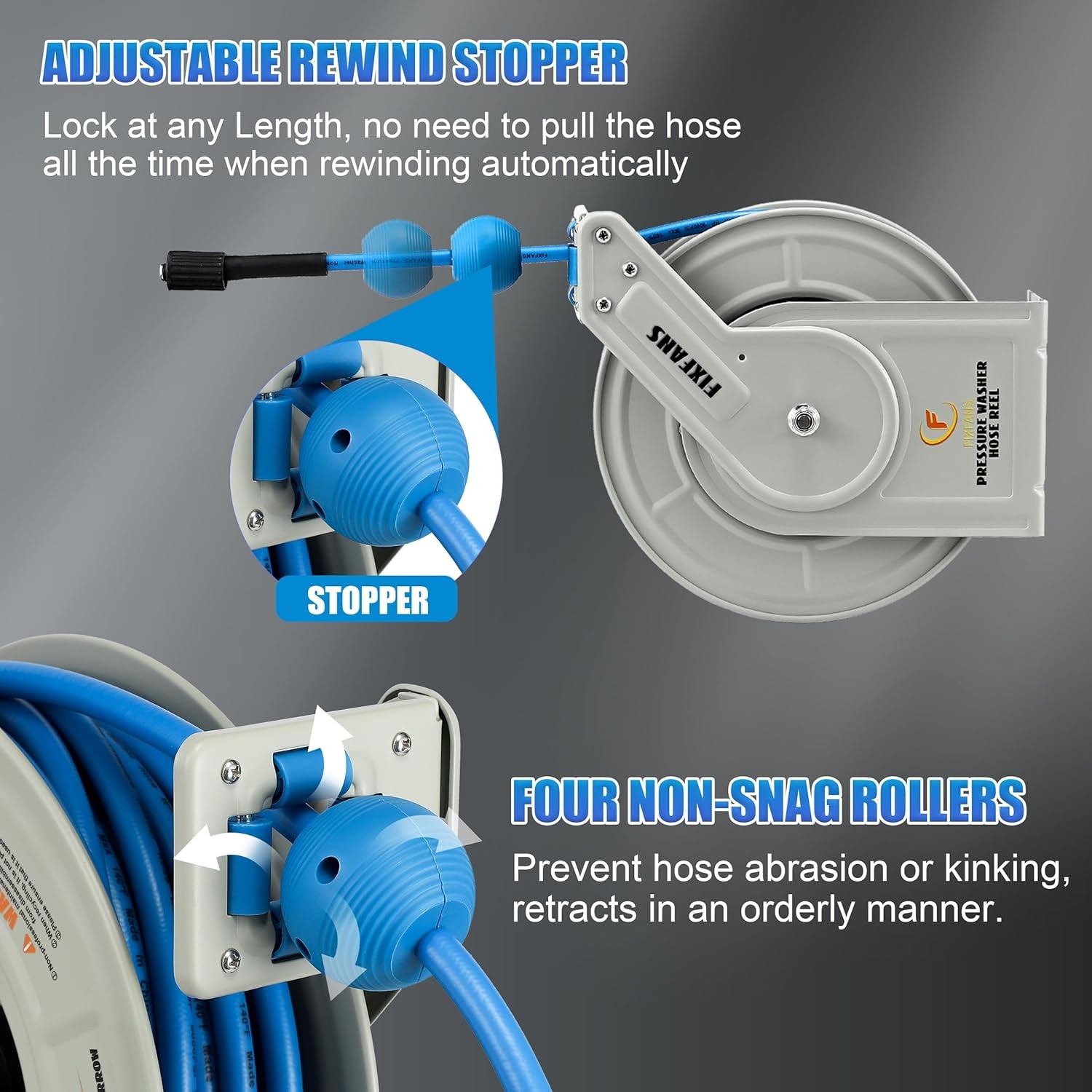 Retractable Pressure Washer Hose Reel 1/4″ x 60ft Power