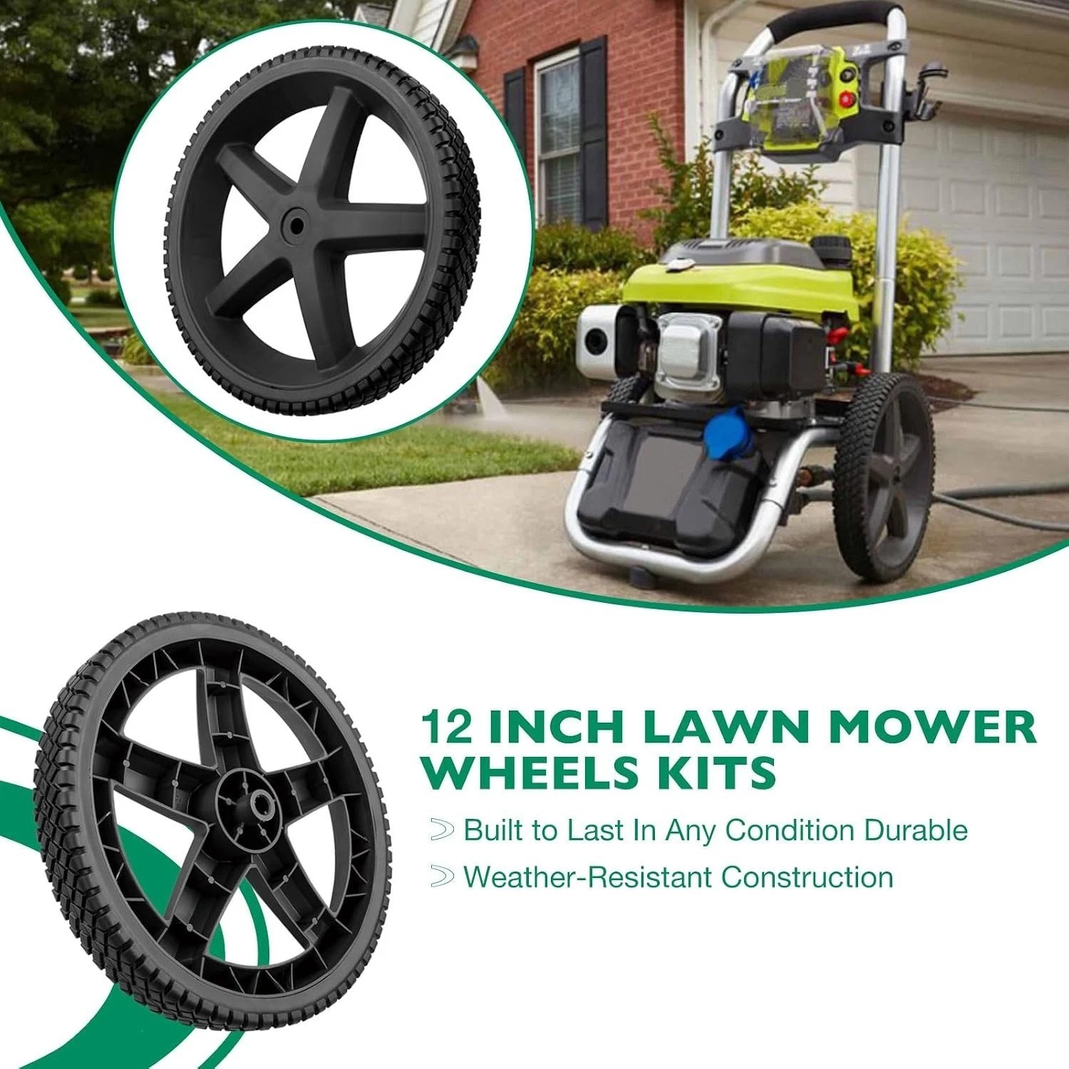 Heavy-Duty 12″ Replacement Wheels for Pressure Washers