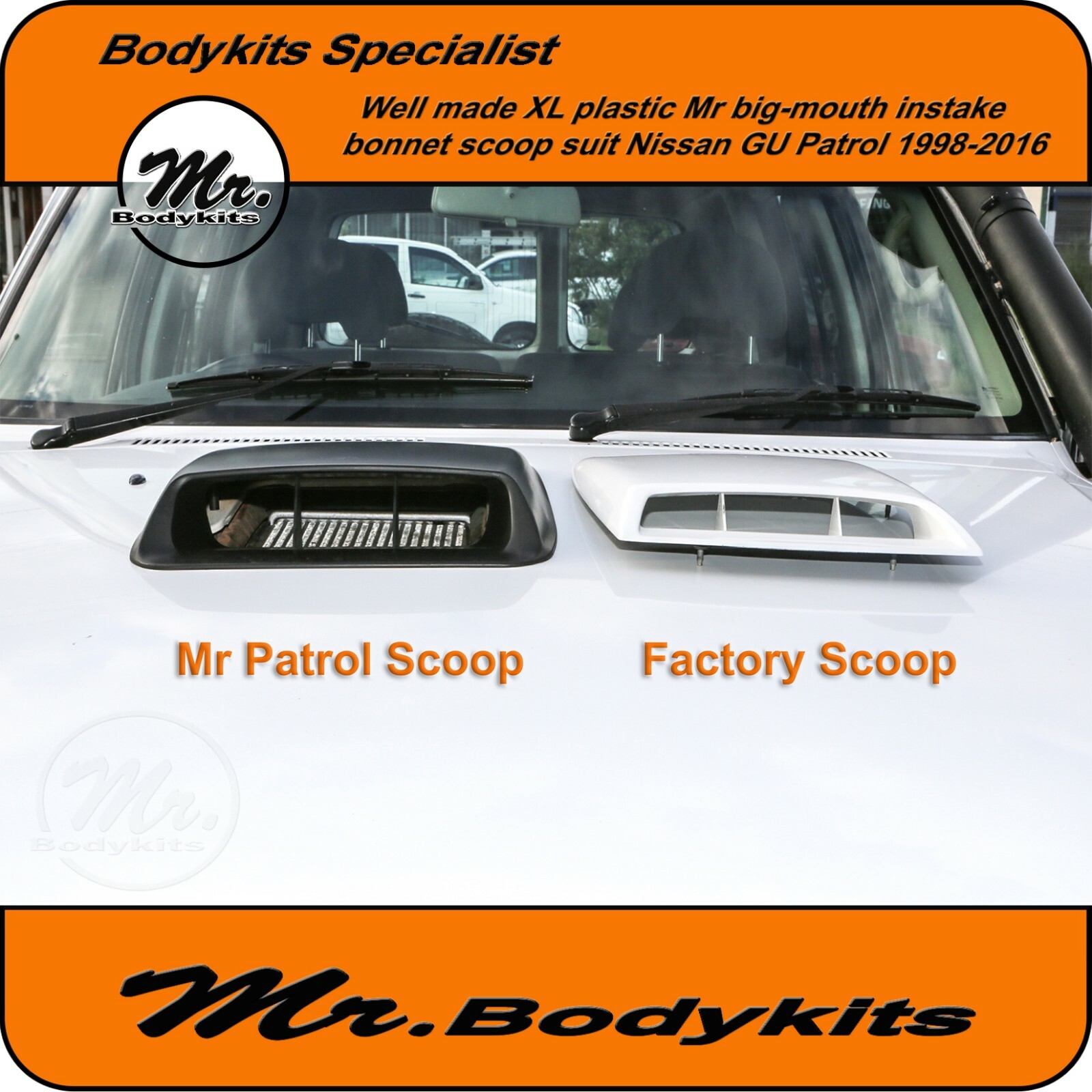 MR BIG MOUTH BONNET INTAKE SCOOP FOR NISSAN PATROL GU1/2/3/4/5/6/7/8 INTERCOOLER