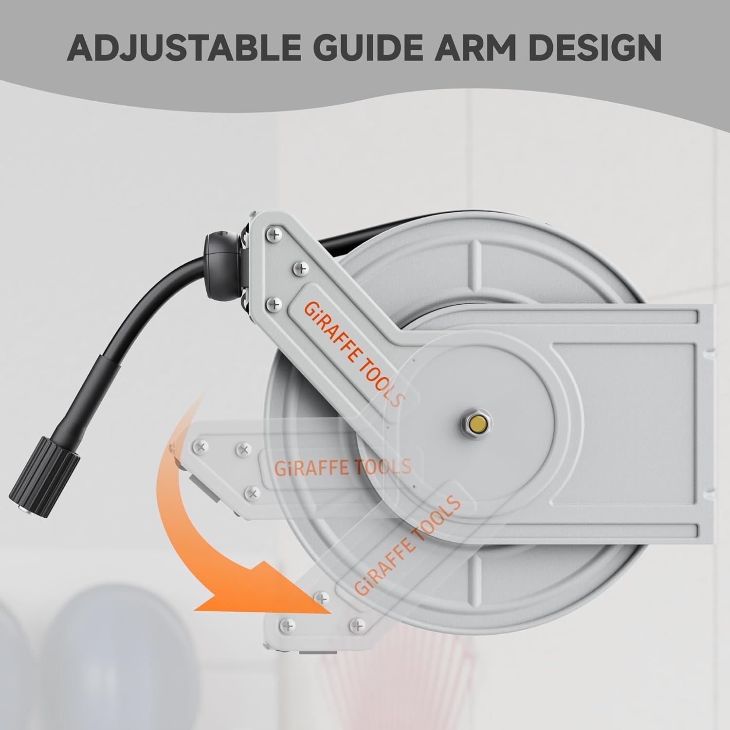 Giraffe Tools 3200PSI Pressure Washer Hose Reel 1/4″ x 65 ft Retractable Hose