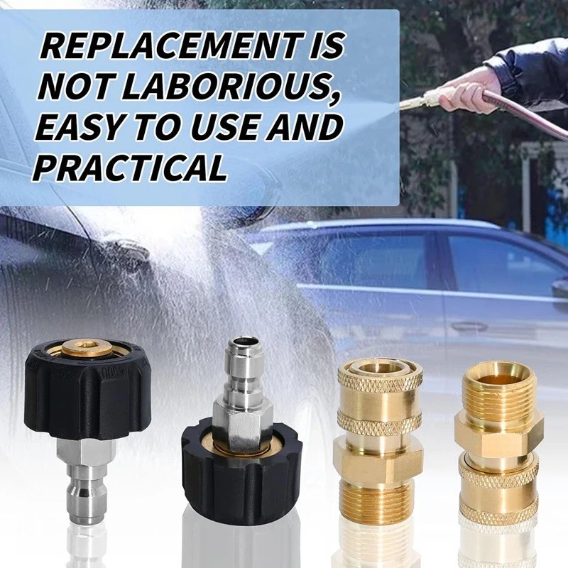 Pressure Washer Adapter Set Swivel M22 14mm to 1/4 Quick Connect Hoses