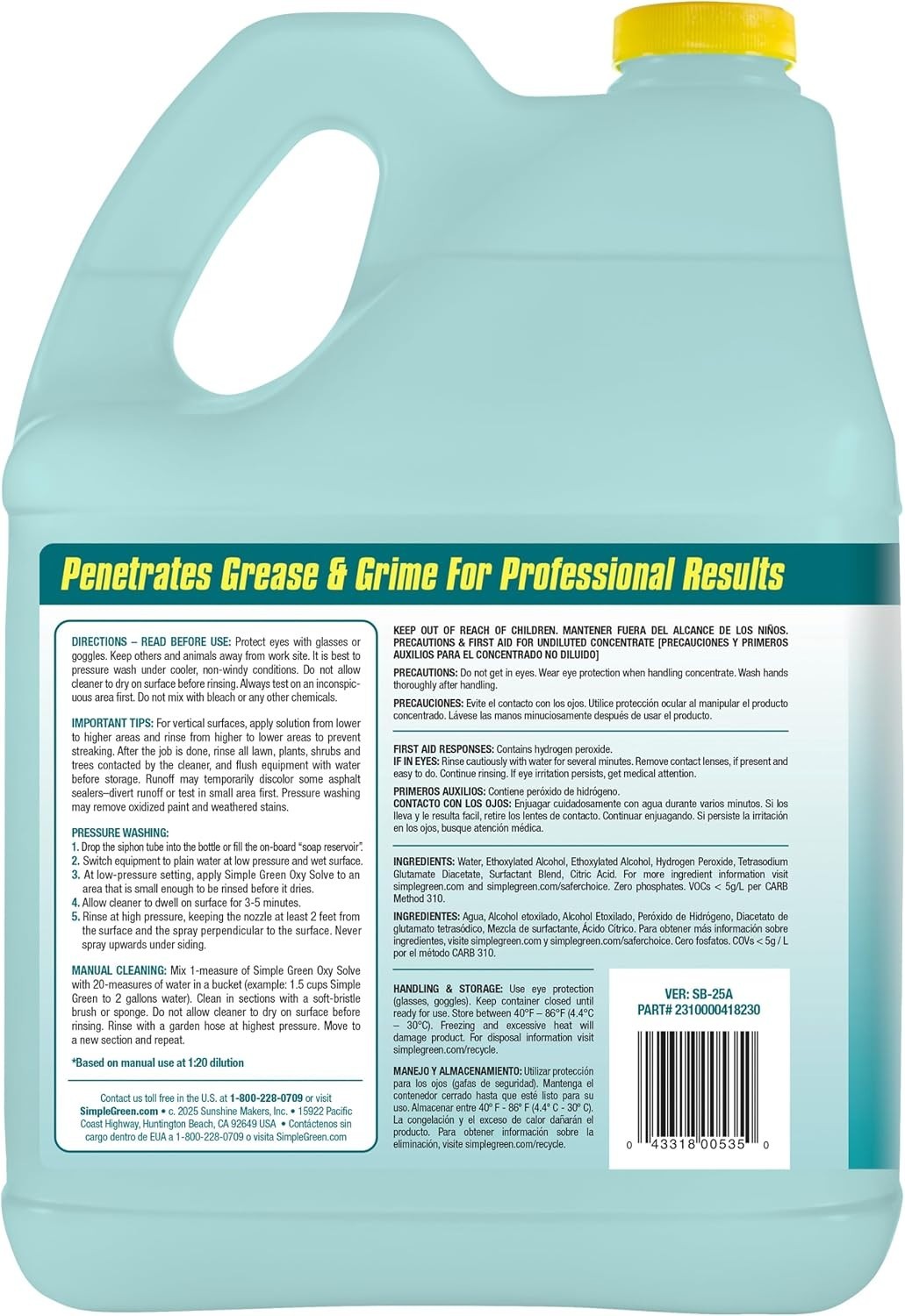 Oxy Solve Total Outdoor Cleaner Concentrate, Pressure Washer & Manual Use, EP…