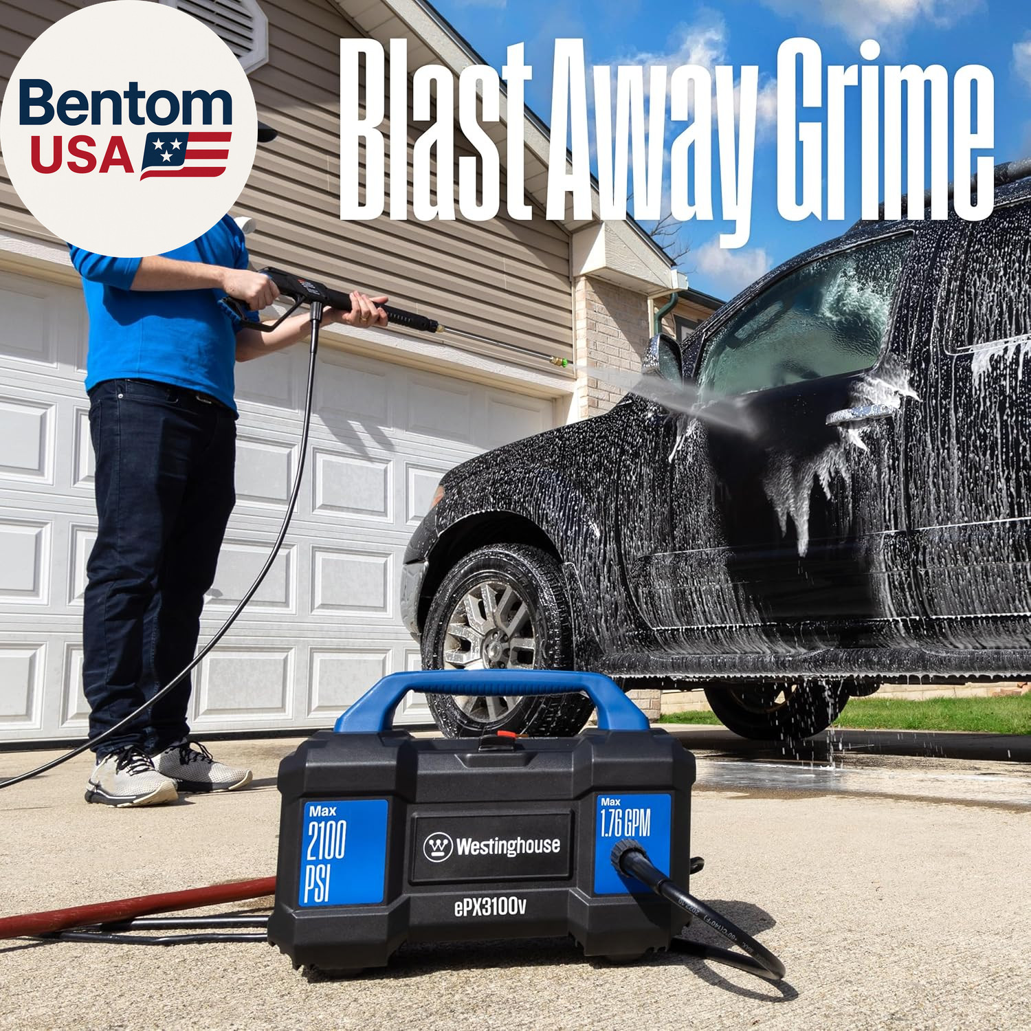 Westinghouse Epx3100V Electric Pressure Washer, 2100 Max PSI 1.76 Max GPM, Built