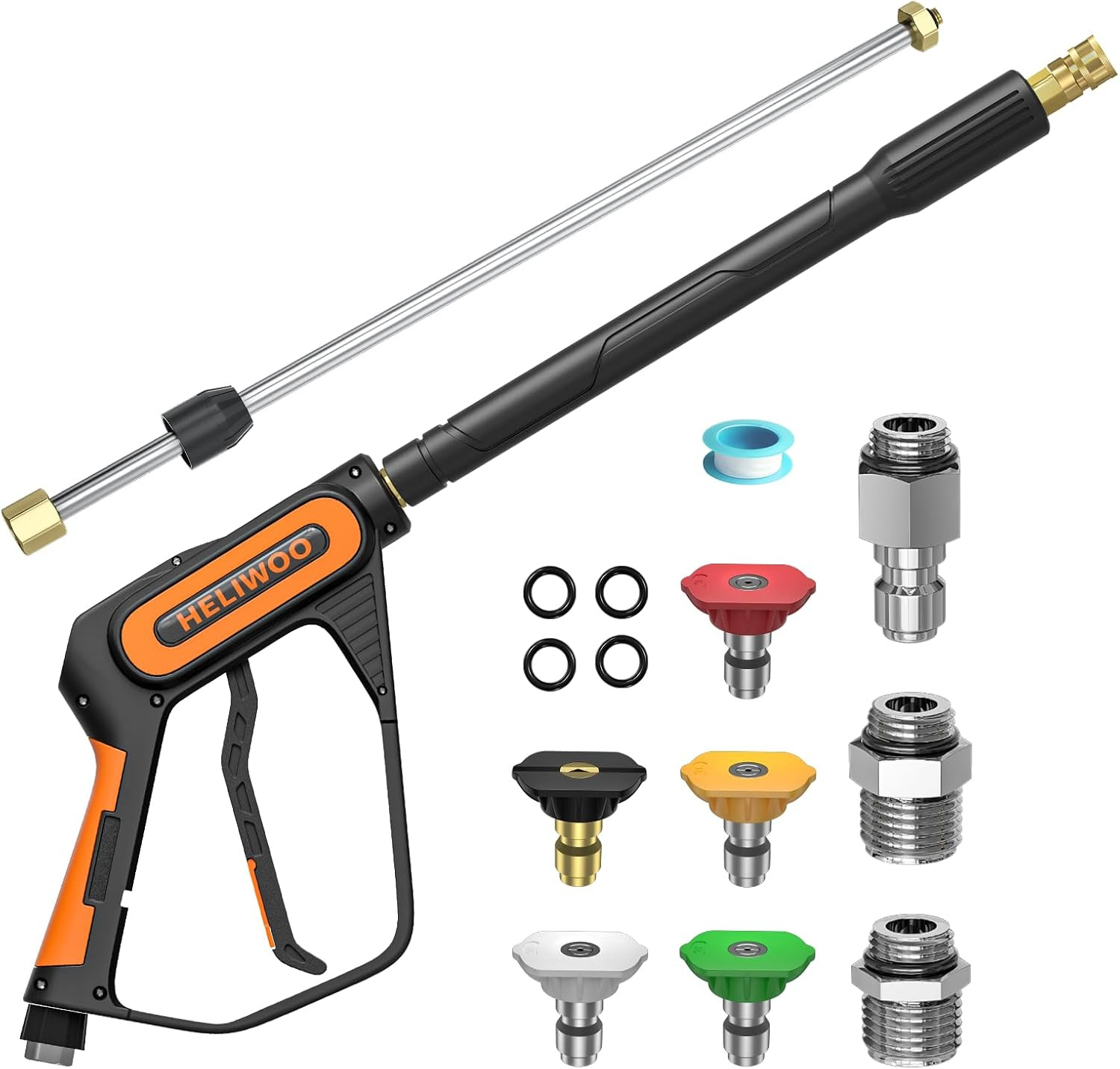 Pressure Washer Gun Wand with 3/8″ Swivel Plug & M22-14/15Mm Fitting & 5 Nozzle