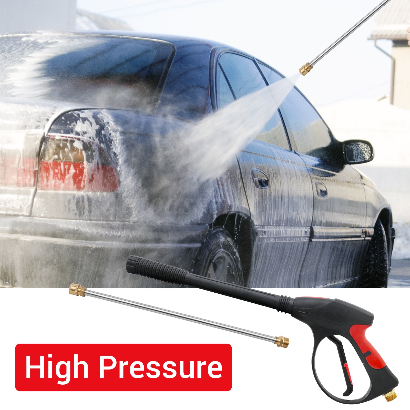 High Pressure Car Power Washer Gun 4000PSI Spray Wand Lance Nozzle and Hose Kit