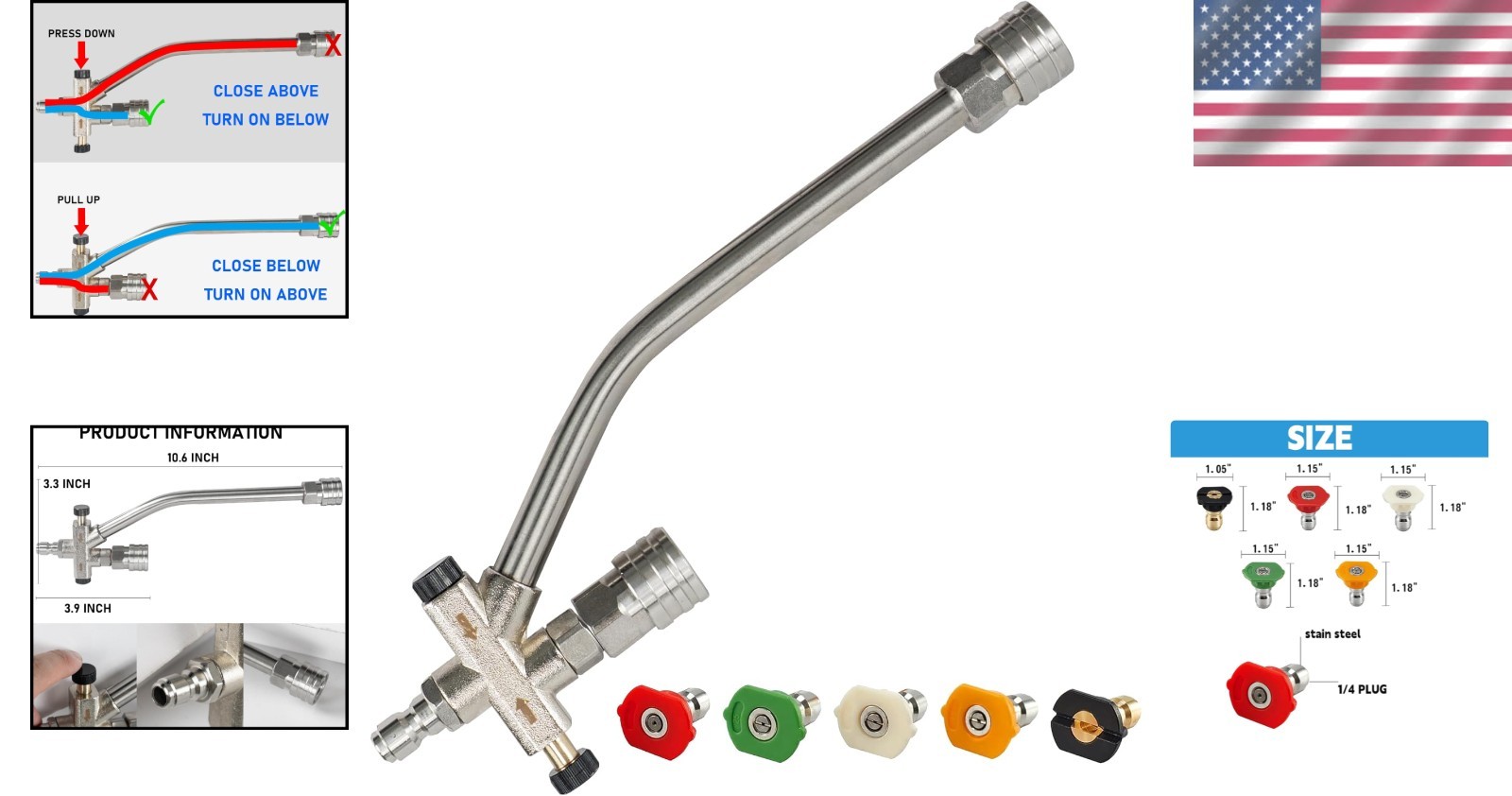 Effortless Foam Cleaning: Dual-Connector Pressure Washer Unit with 5 Nozzle Tips