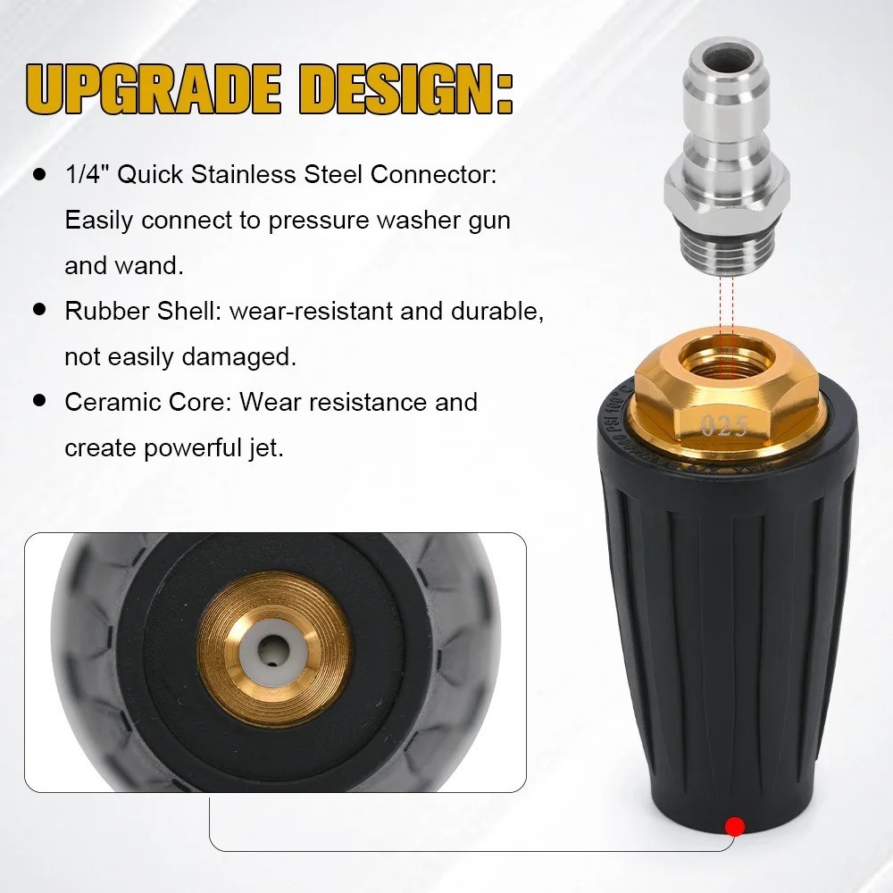 4.0GPM High Pressure Washer Rotating Turbo Nozzle Spray Tip 4000PSI 1/4″ Quick