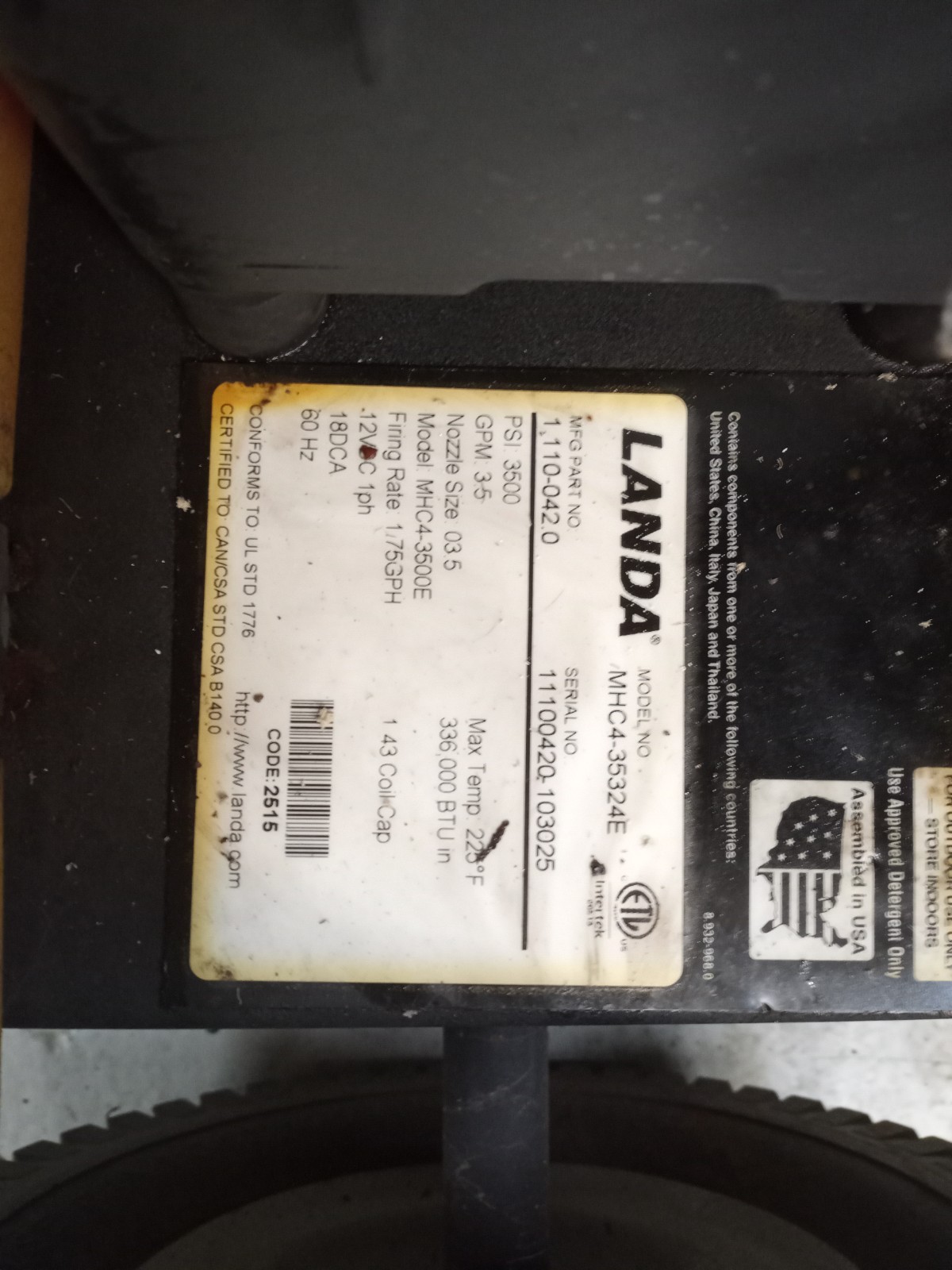 Landa heated pressure washer refurbished