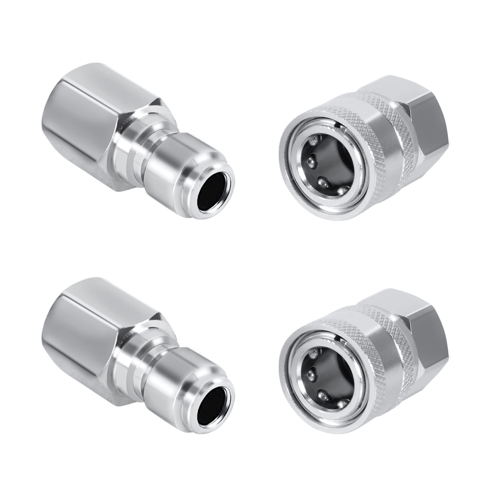 2 Sets NPT 3/8 Inch Stainless Steel Male Female Quick Connector Kit Fittings