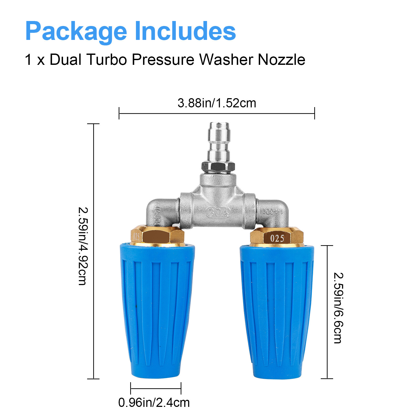 4000 PSI Dual Turbo Nozzle Pressure Washer 4-6 GPM 1/4″ Quick Connect Spray Tip