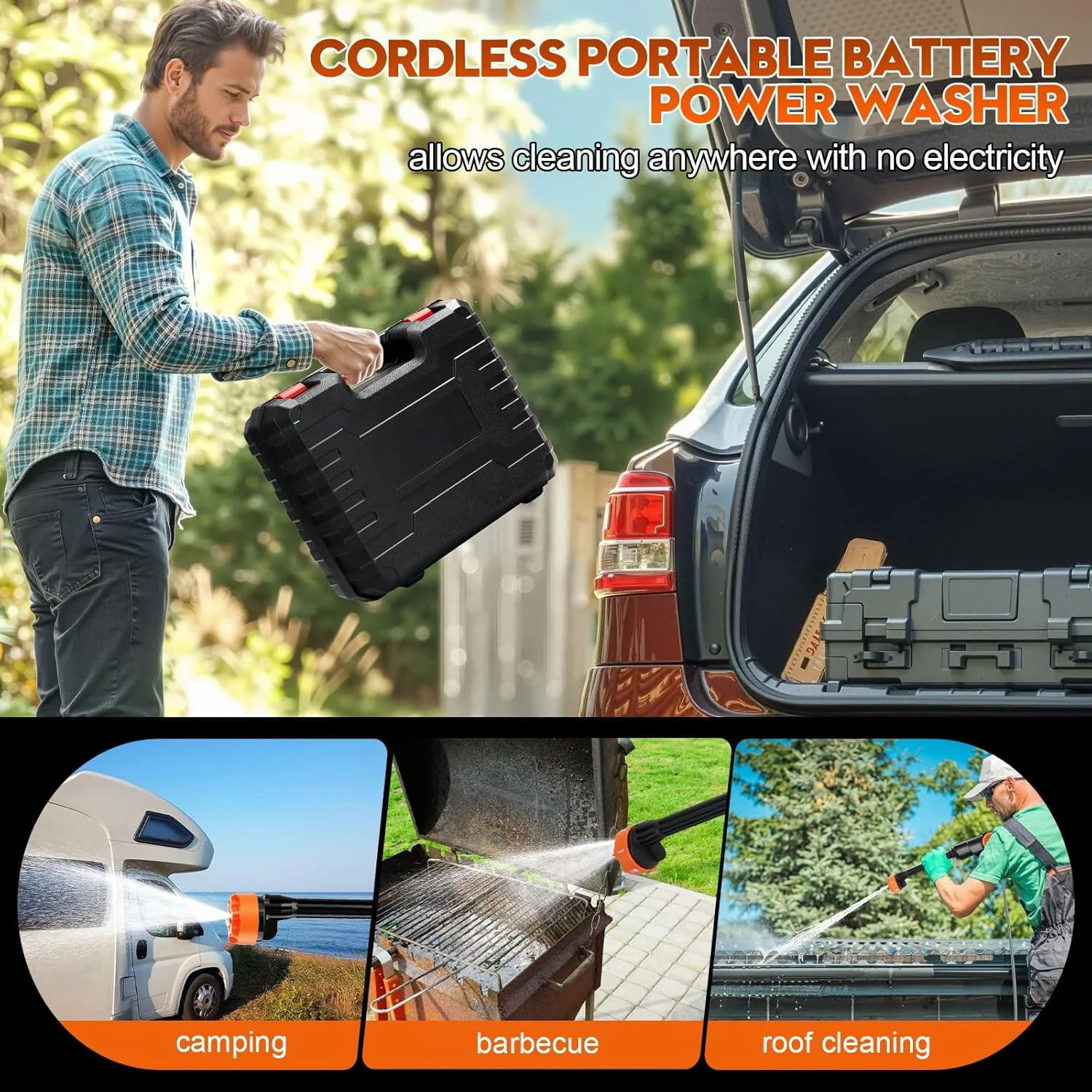 RB-005 Cordless Pressure Washer, 970 PSI, 1.5 GPM, 550W Brushless Motor