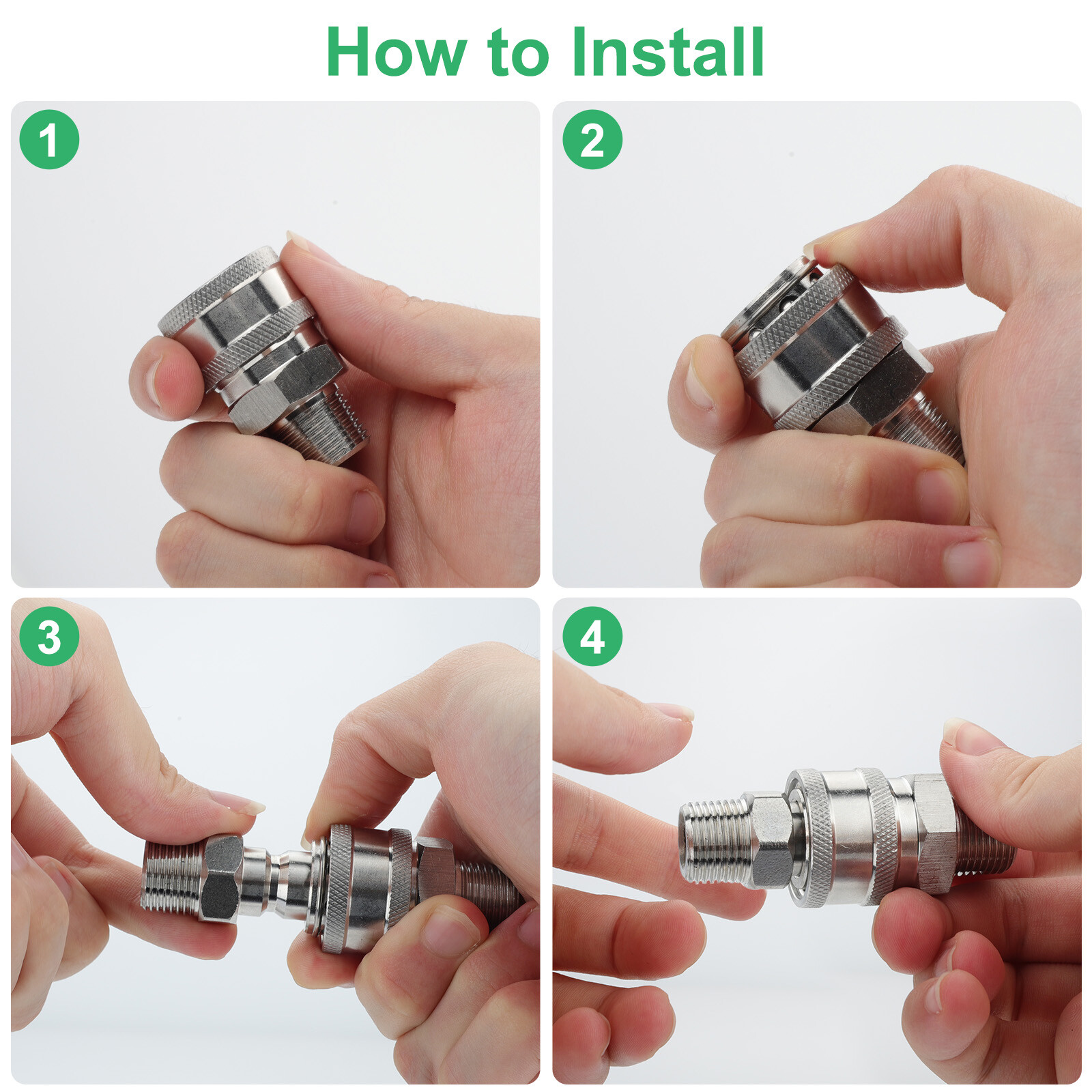 3/8inch Thread Fitting Pressure Washer Quick Connect Stainless Steel Adapter Set