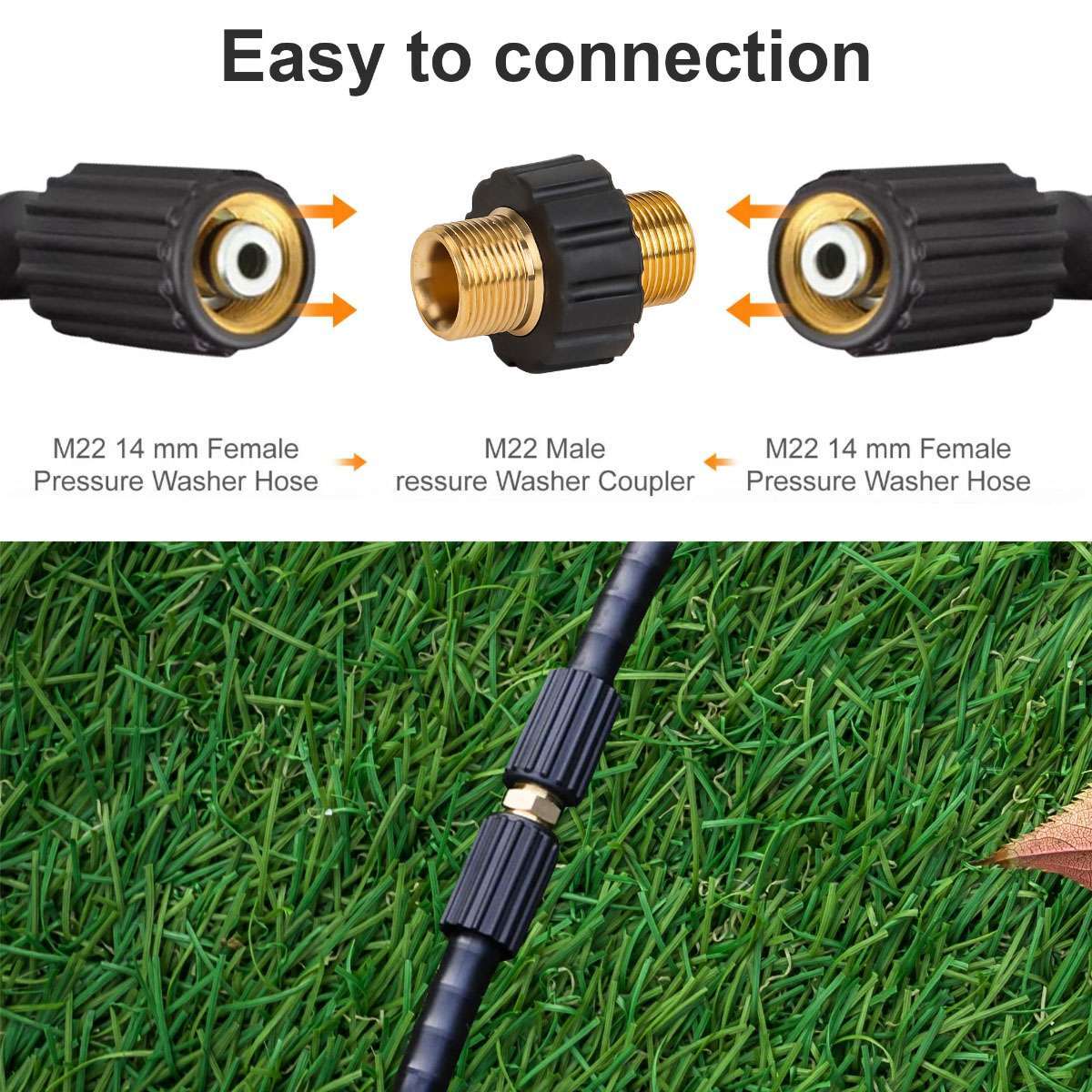 Brass Pressure Washer Connector Quick Connect Fitting M22-14mm Hose Adapter