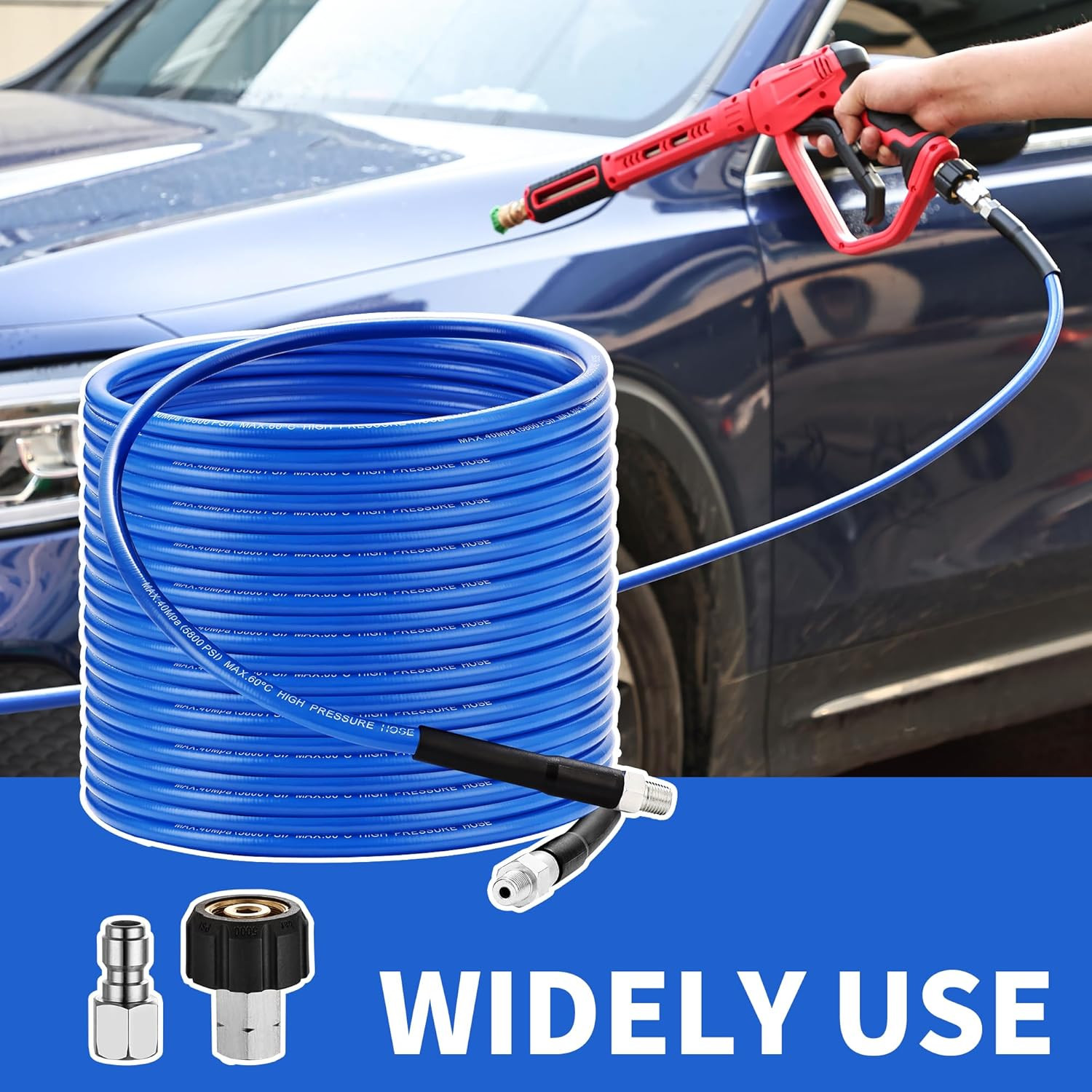 Pressure Washer Sewer Jetter Kit – 100Ft X1/4″ Hydro Drain Jetter Cleaner Hose,