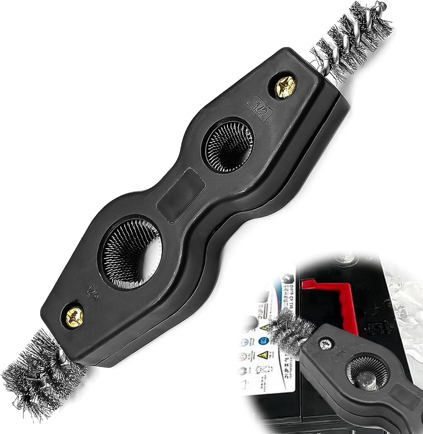 4 in 1 Car Battery Cleaning Brush,Anti-Corrosion Black