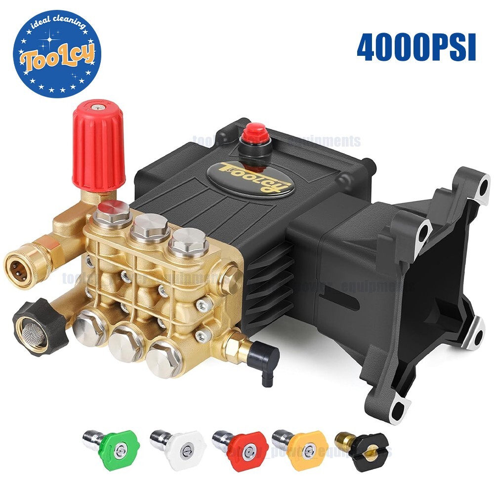 TOOLCY Pressure Washer Pump 4000 PSI 1″ Shaft Horizontal Triplex Plunger 4.4 GPM