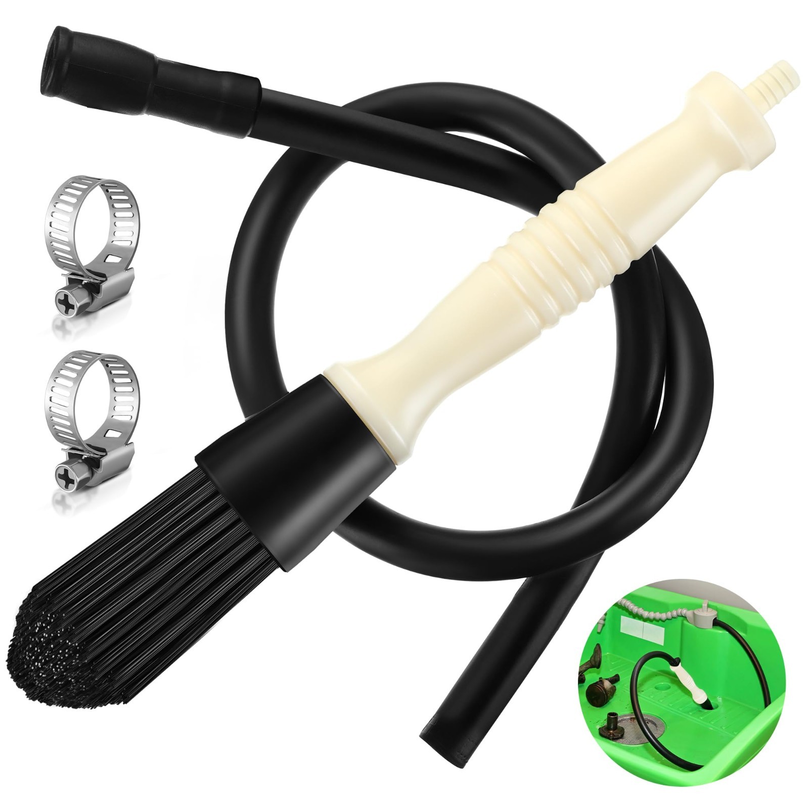 27.5″ Flow Hose Parts Washer Brush – Wear Resistant Cleaning Tool for Auto Detai
