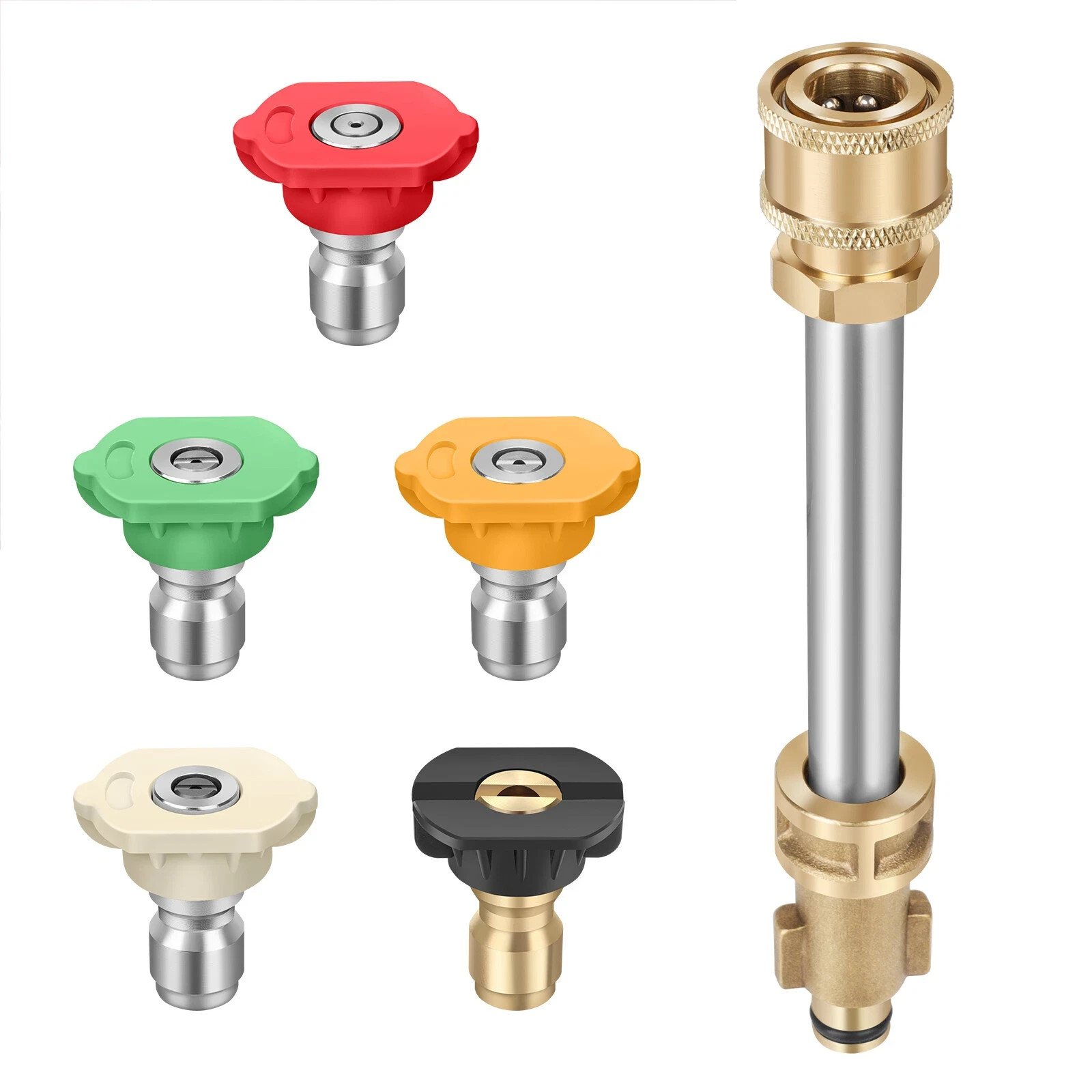 1/4” Pressure Washer Gun Adapter with 5 Nozzles Fits Ryobi Portland Husky