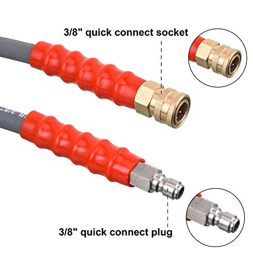 Pressure Washer Hose 50 Feet X 3/8 Inch for Hot and a: 50FT with 1 layer wire