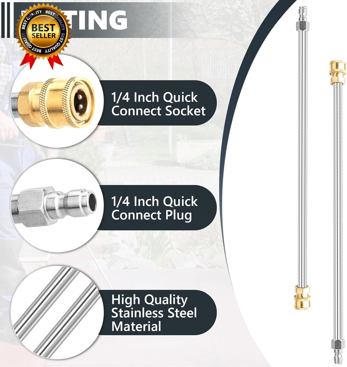Pressure Washer Extension Wand 2 Pack 17 Inch Stainless Steel Heavy Duty…