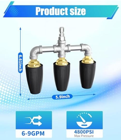 Black Triple Turbo Nozzle Pressure Washer – 3-in-1 Power Washer