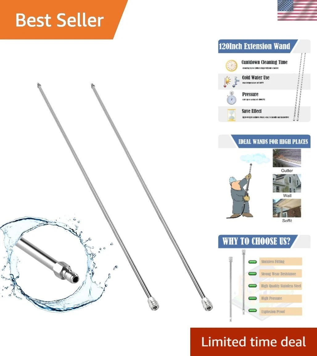 Long Pressure Washer Extension Wand, 2 Pack 60″ Power Washer Extension Wand,P…