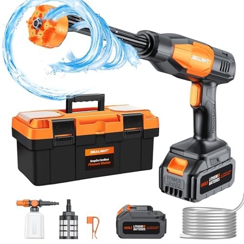 Portable Cordless Pressure Washer 970PSI, Battery Operated Power Washer for Cars