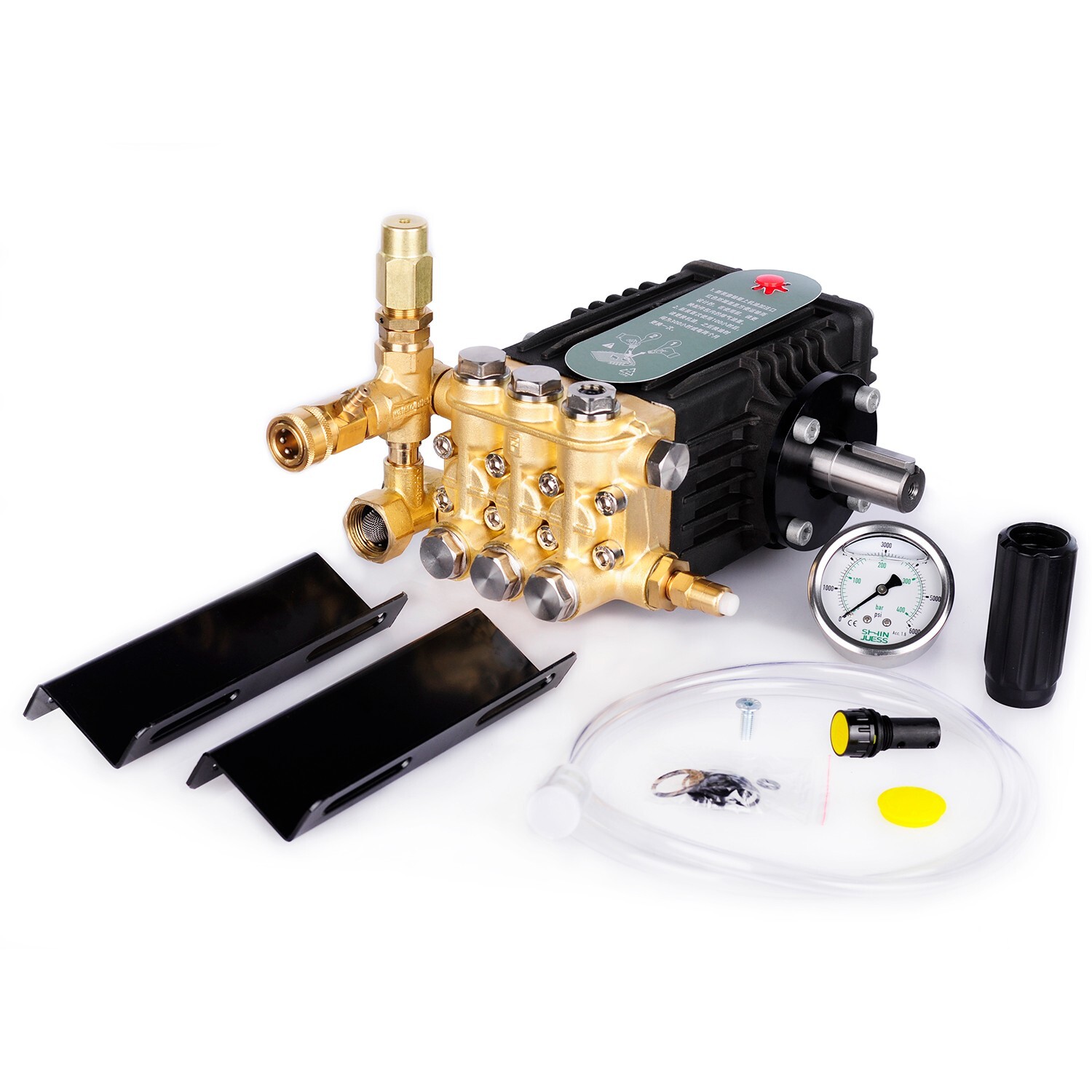 24mm Solid Shaft Pressure Power Washer Pump 3600 PSI 4.0 GPM Belt Drive w/ Gauge