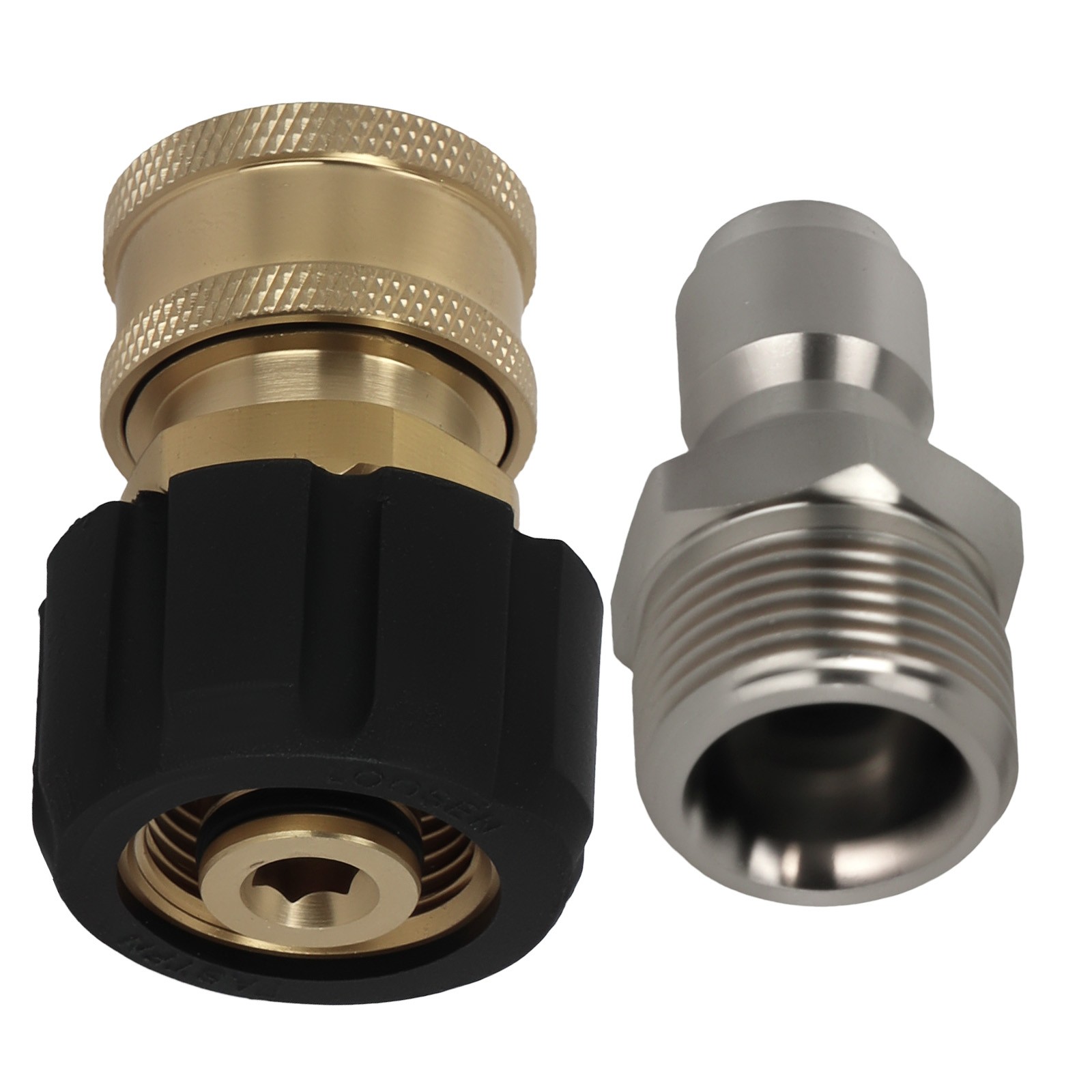 Brass M22 14mm 3/8″ QC Pressure Washer Adapter Set 5000 PSI 2pcs