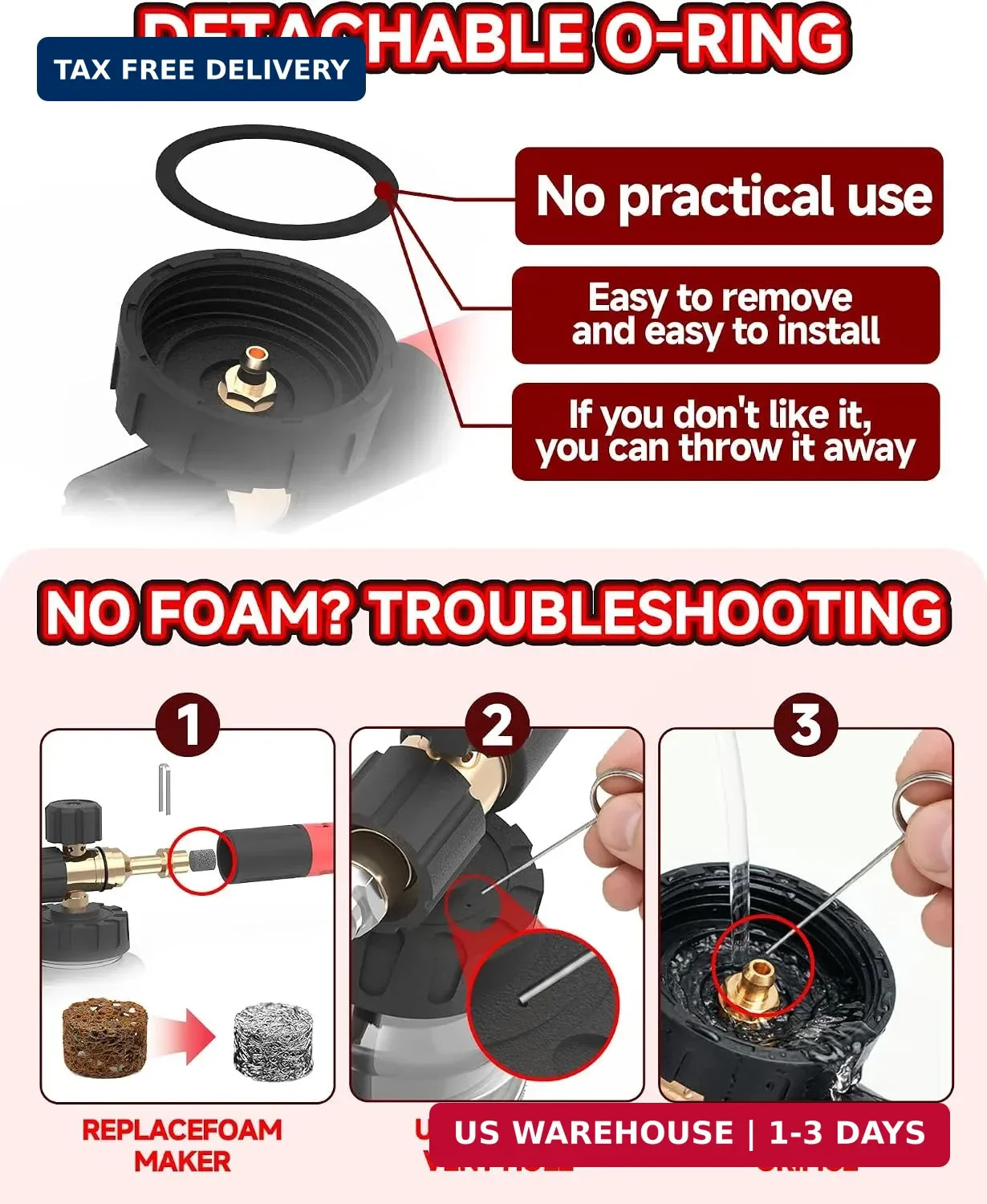 Foam Cannon for Pressure Washer with 1/4″ Quick Connector, Wide Mouth Foam Canno