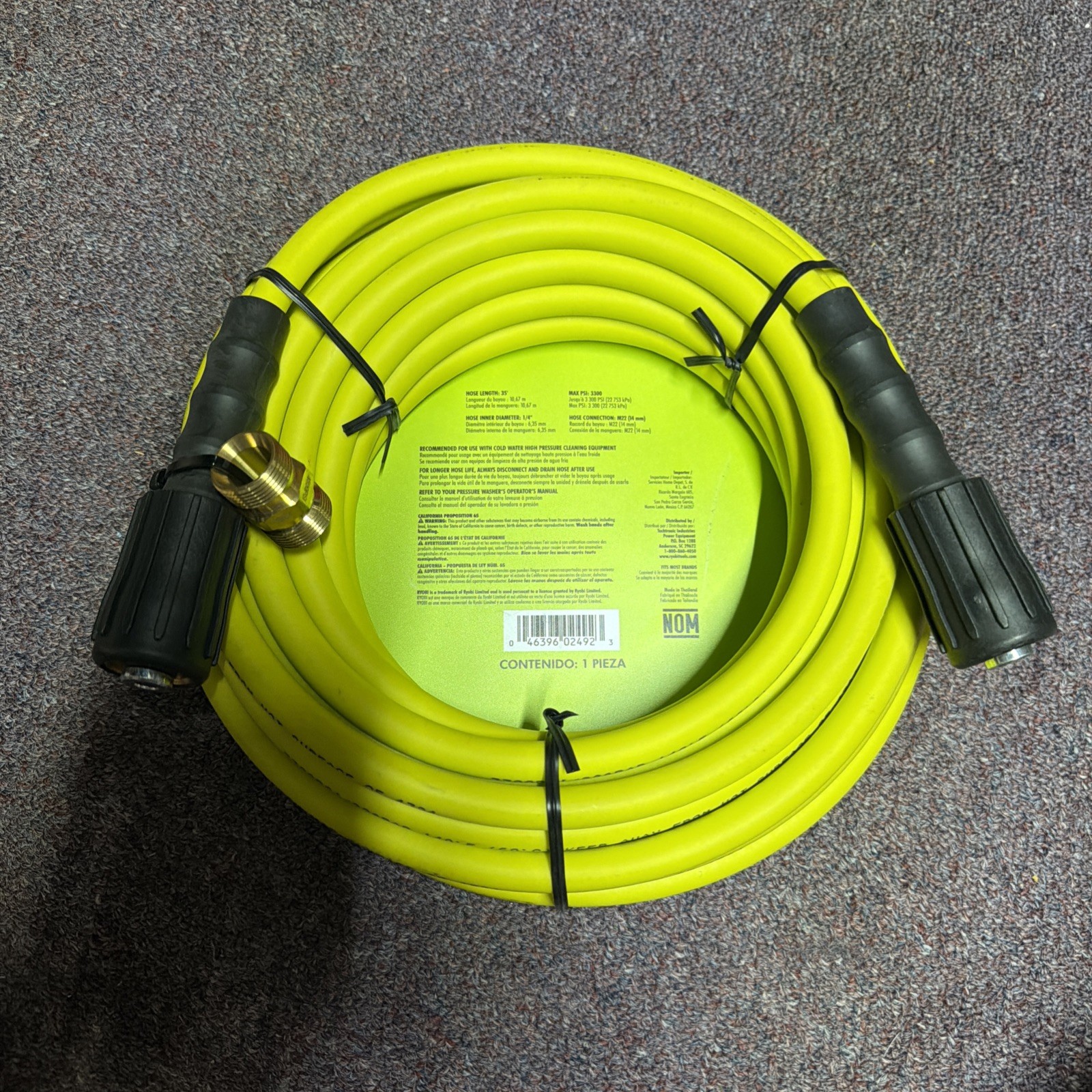 RYOBI RY31HPH01 1/4 in. x 35 ft. 3,300 PSI Pressure Washer Replacement Hose NEW