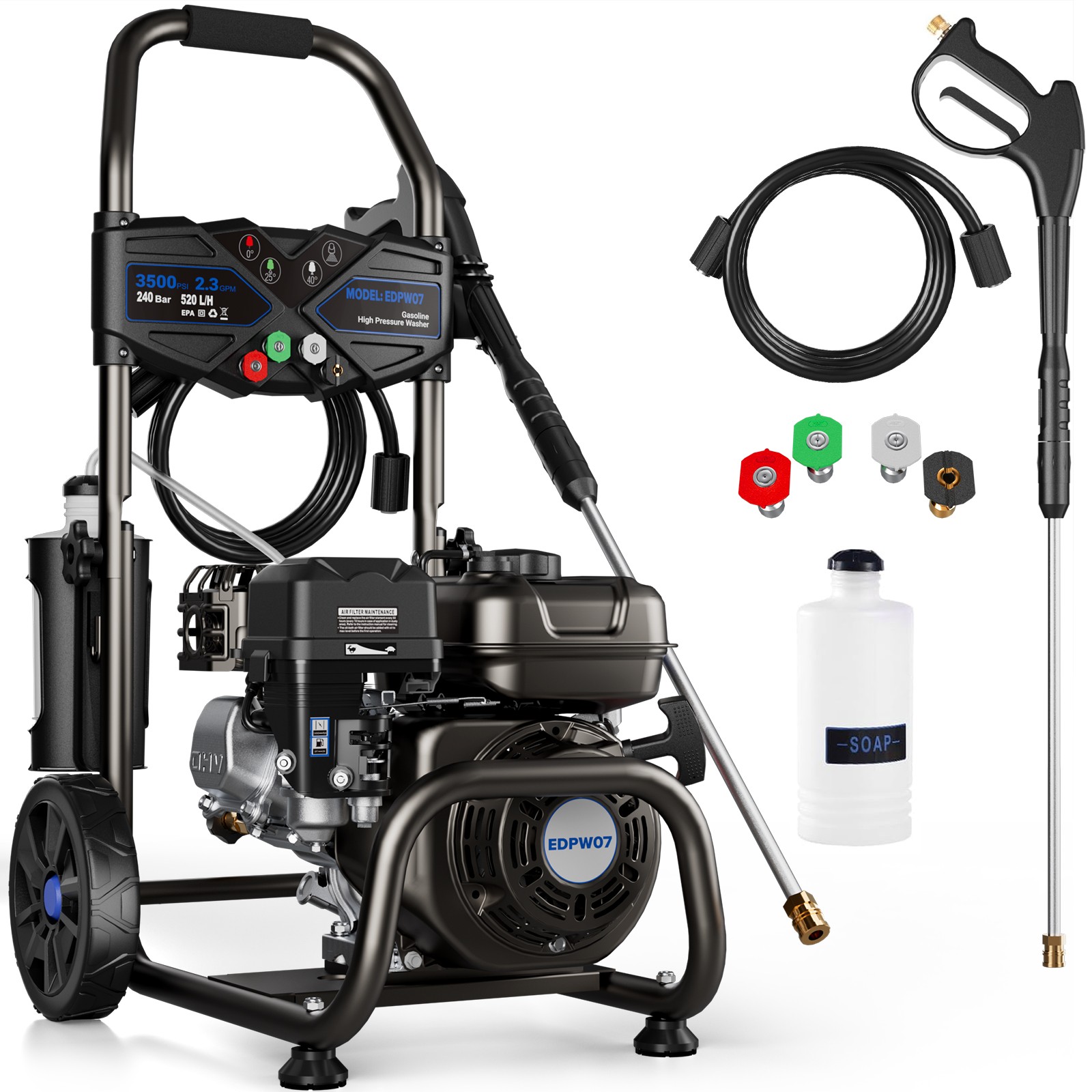 Mutaomay High Pressure Washer Gas Powered Portable 3500PSI 2.3GPM Power Washer