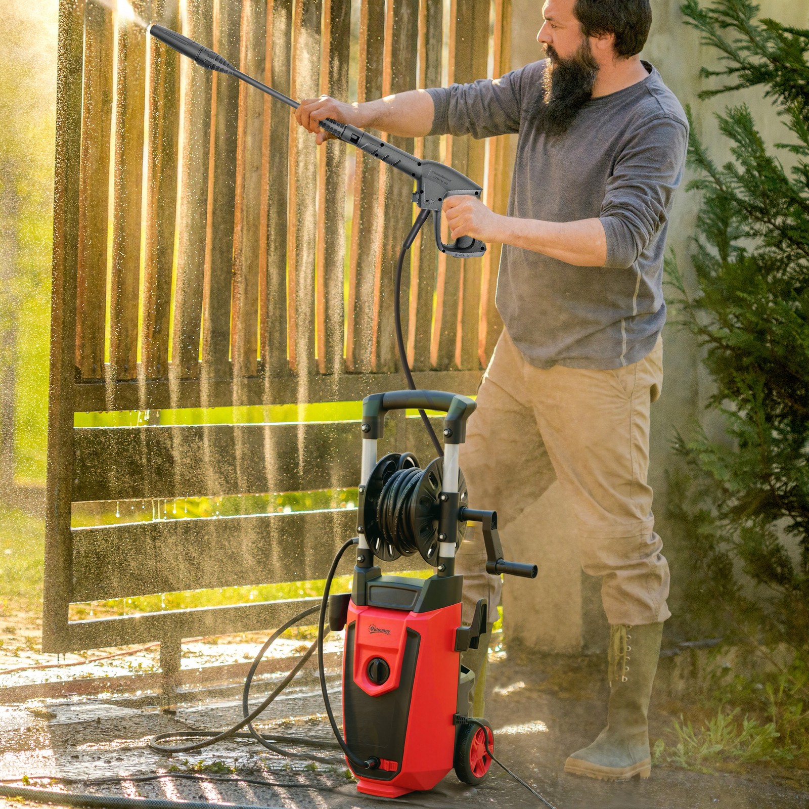 150-Bar Pressure Washer, With Accessories – Red/Black