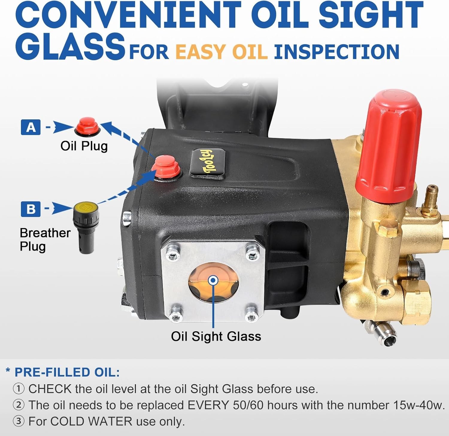 TOOLCY 4400 PSI Triple Piston High Efficiency Pressure Washer Pump Replacement