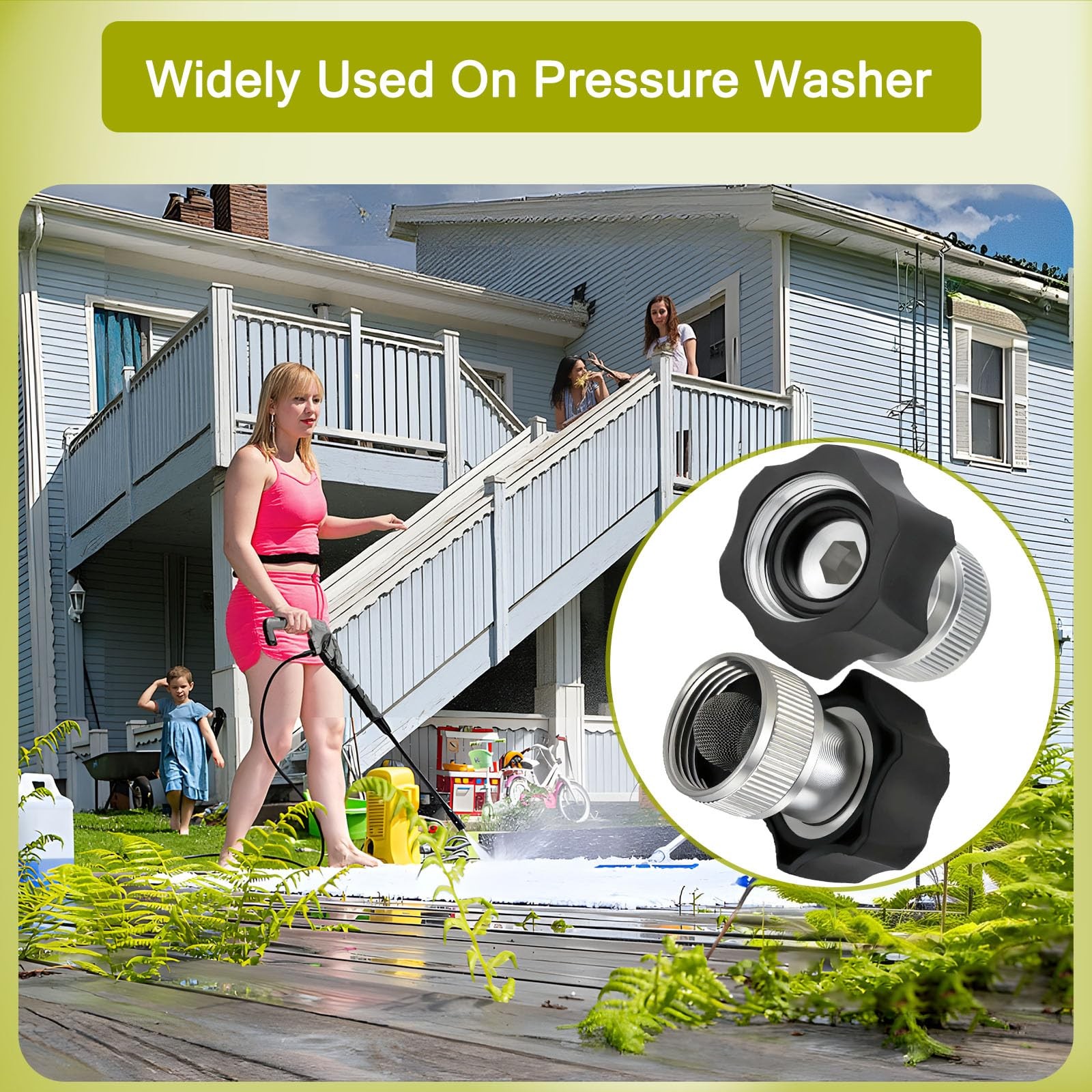 2-Pack Electric Pressure Washer Coupler, 3/4″ Garden Hose Adapter Fitting, He…